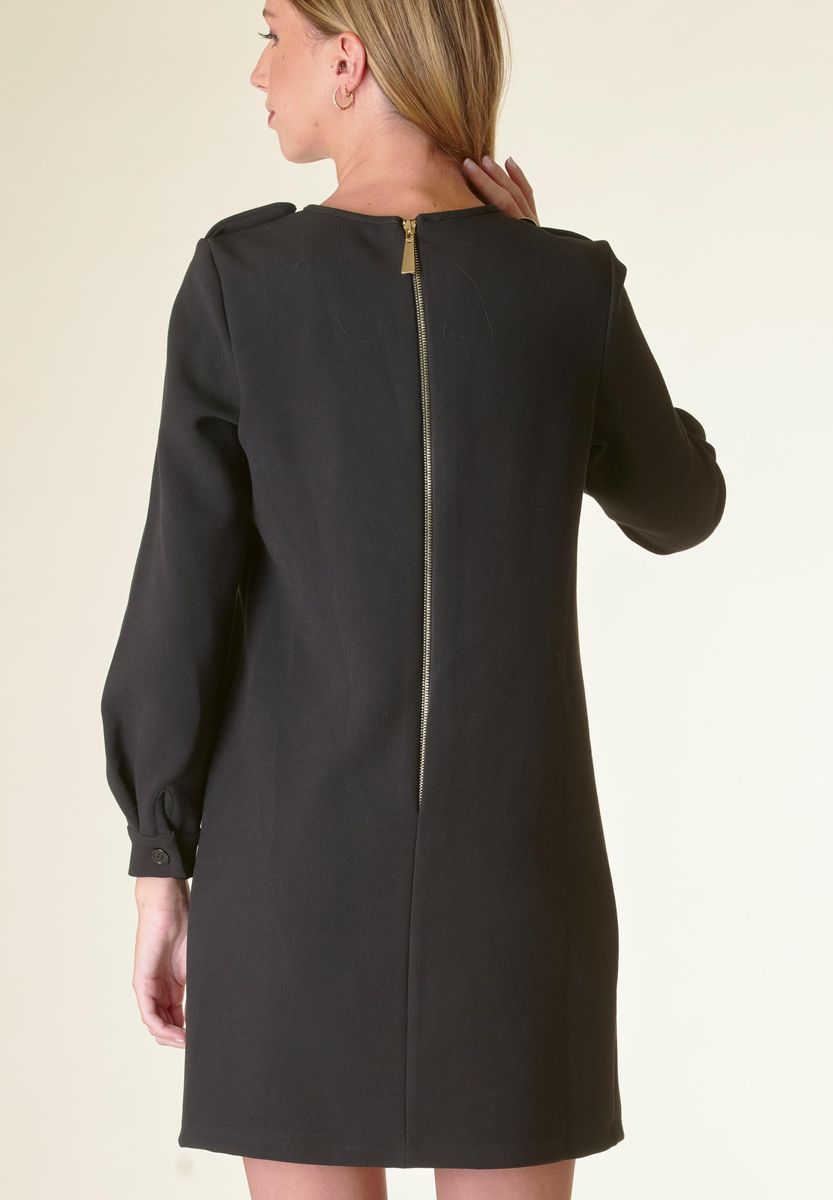 Vestito nero corto crepe con taschini-Angelico