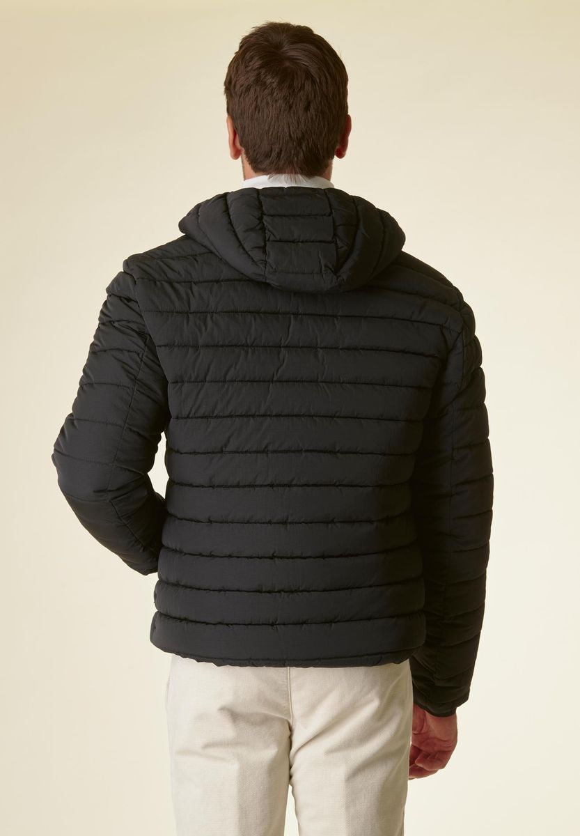 Black down jacket with hood 100gr. Quilted Angelico 4