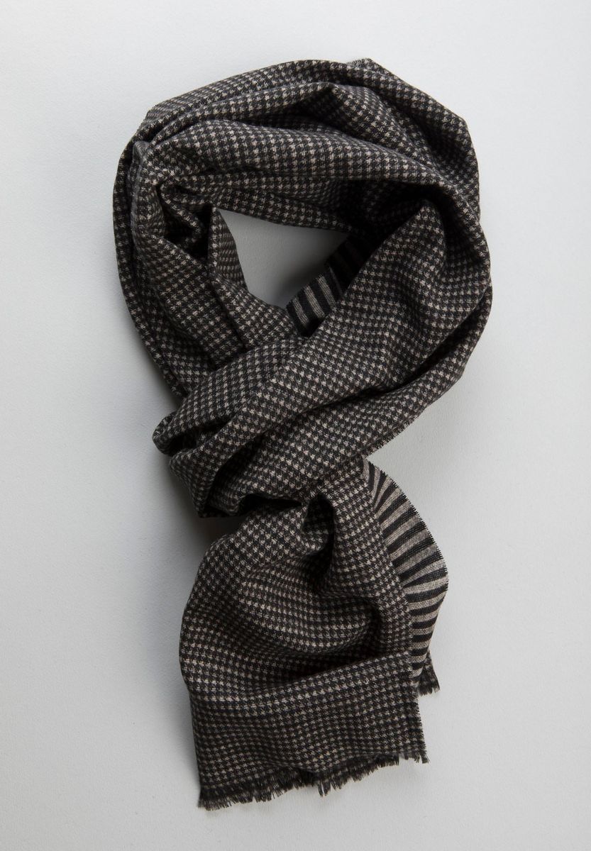 Sciarpa nera double piedpoule-righe fini
