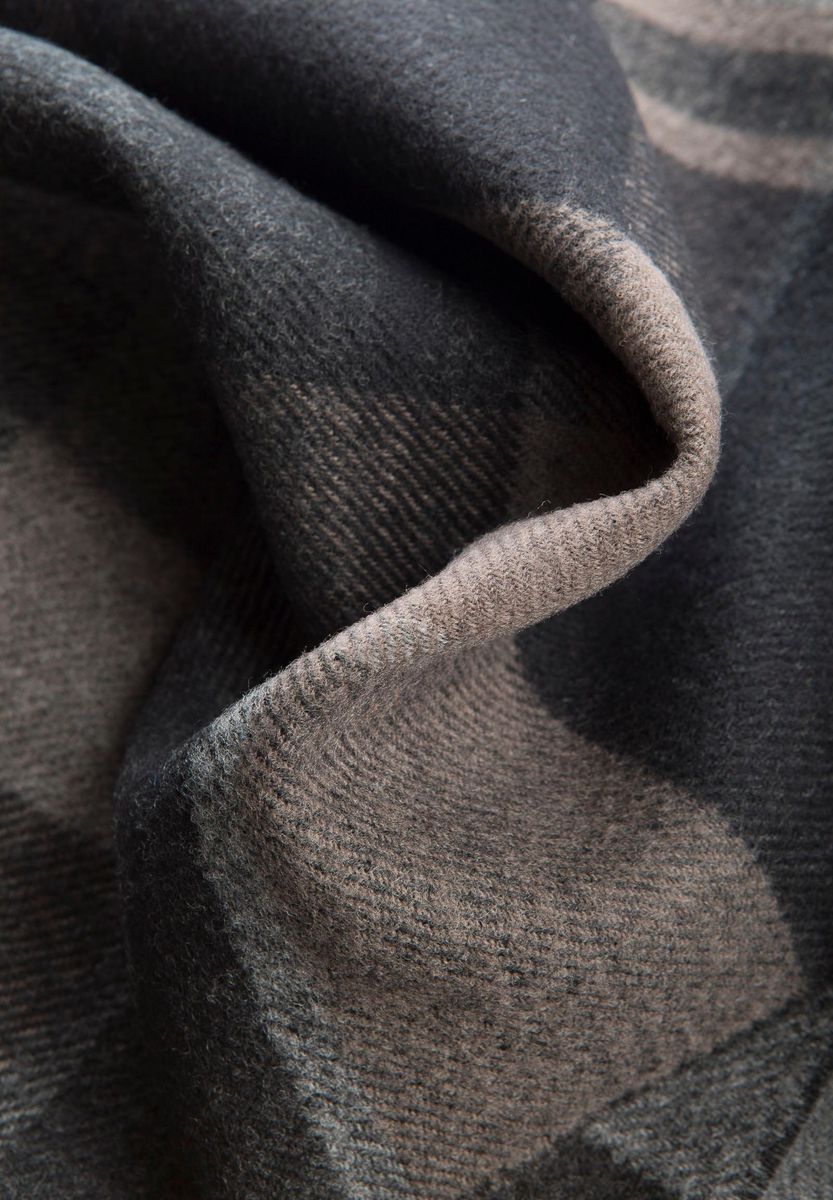 Sciarpa antracite double unito e quadri nero-grigio