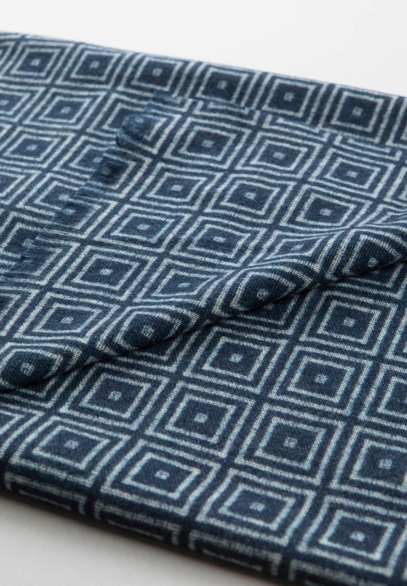 Sciarpa blu double quadri-rombi