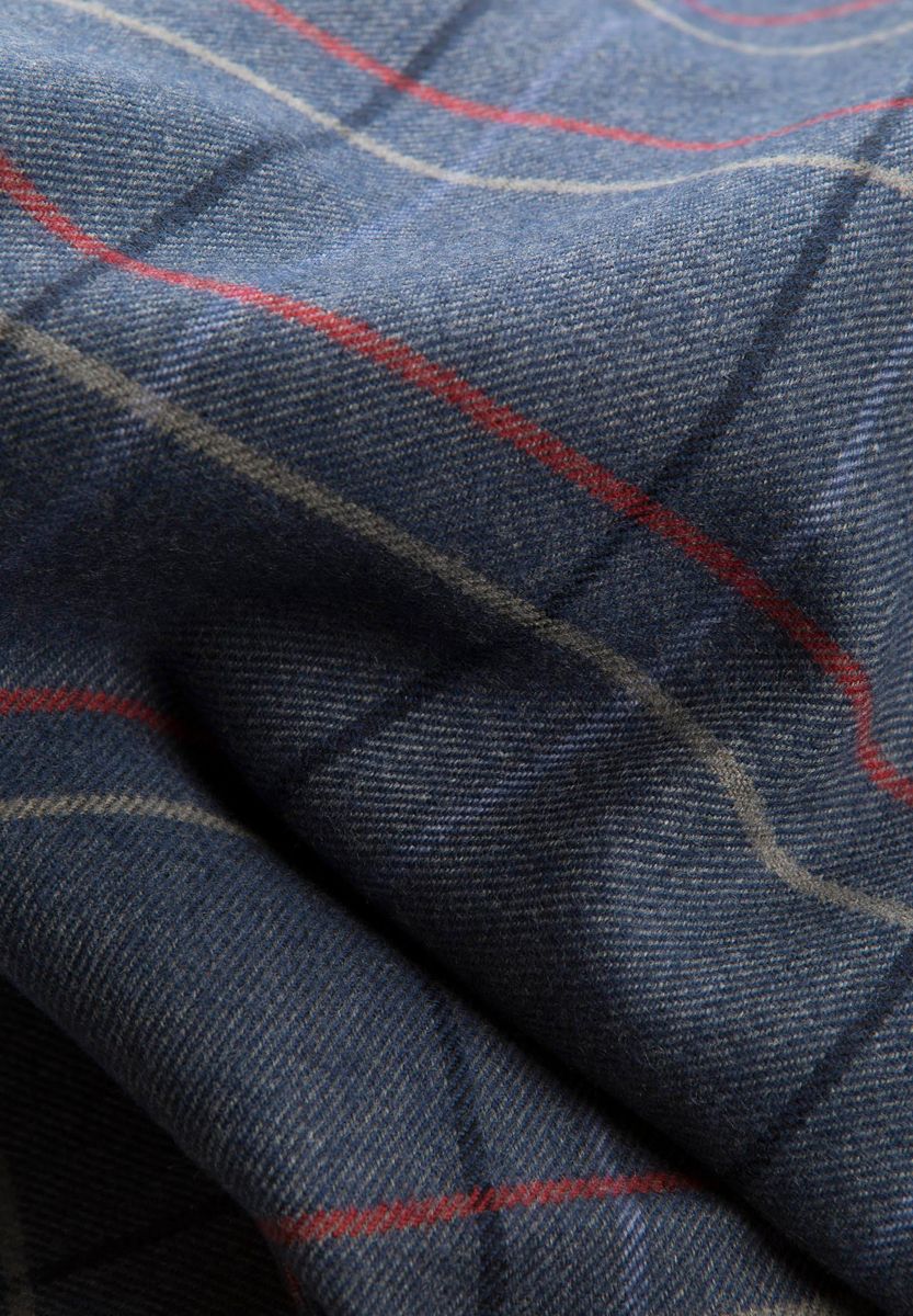 Sciarpa jeans riquadri fini rosso-blu