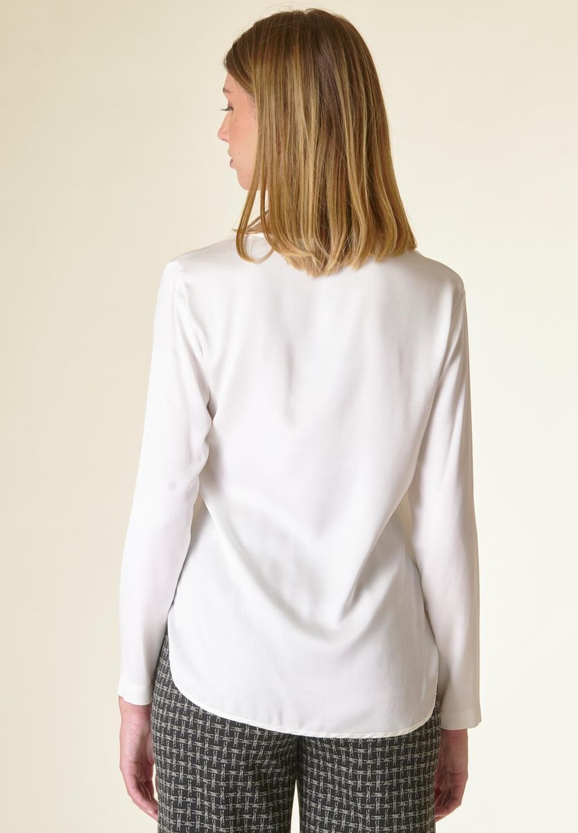 Blusa panna manica lunga raso viscosa-Angelico