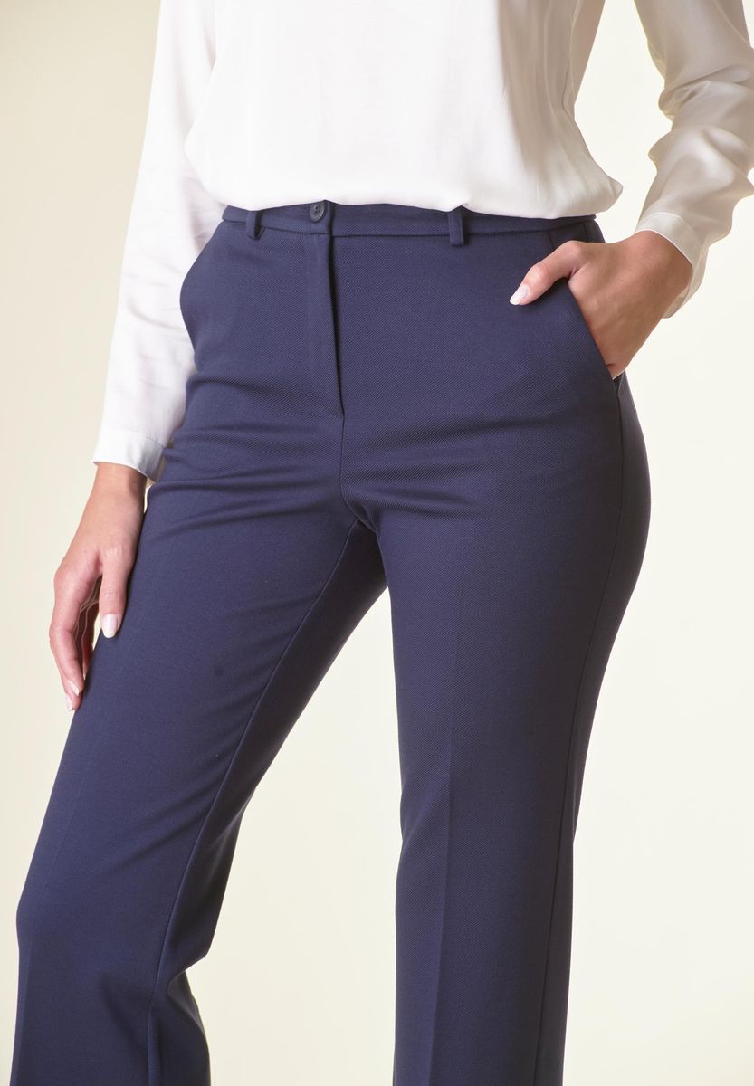 Pantalone blu zampa twill