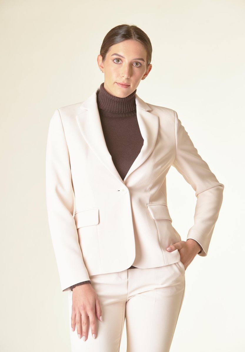 Giacca panna 1 bottone crepe sciancrata-Angelico