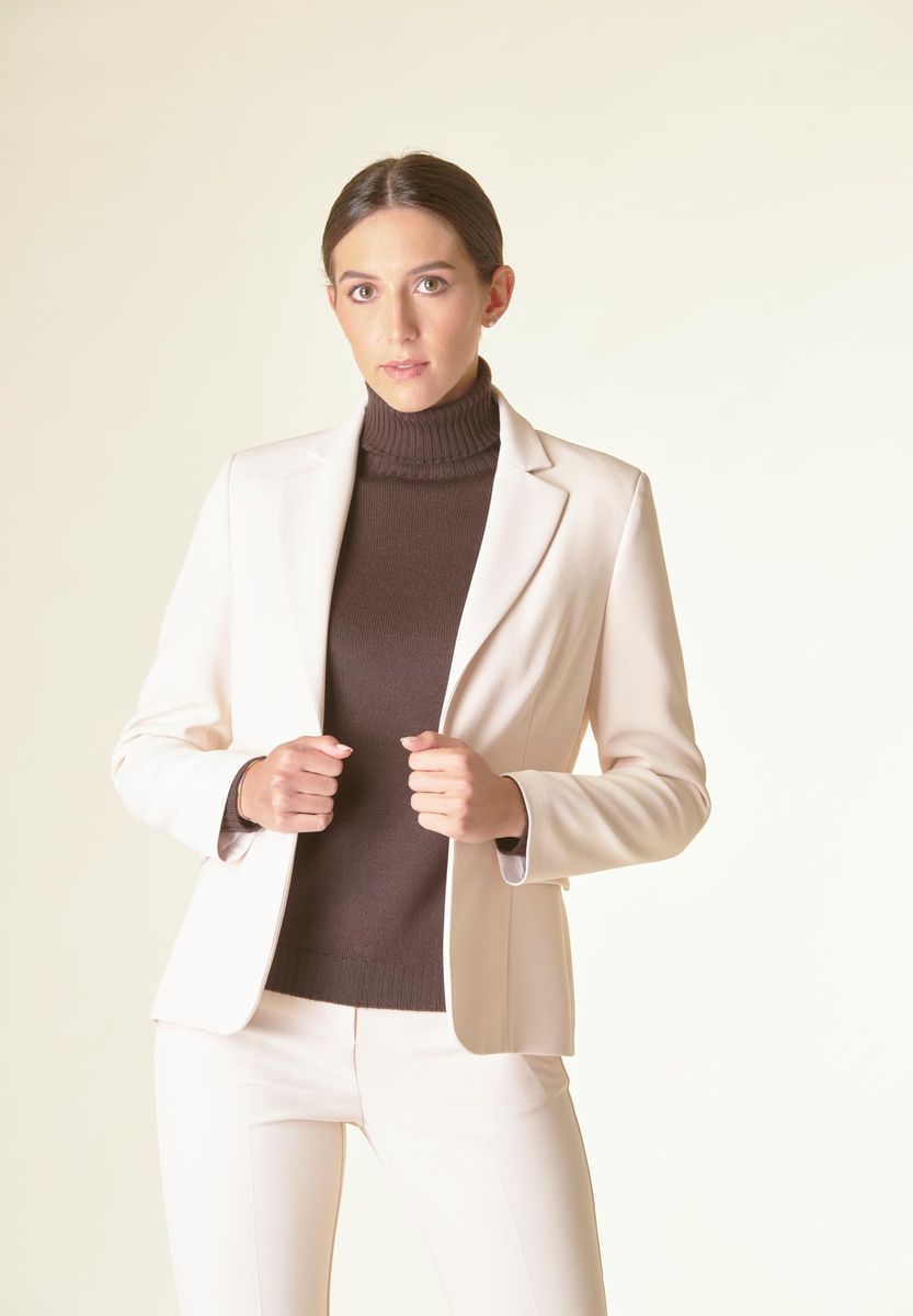 Giacca panna 1 bottone crepe sciancrata-Angelico