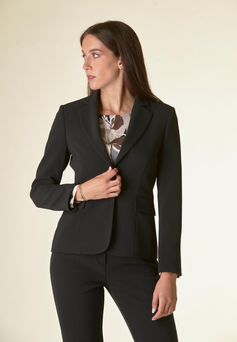 Giacca nera 1 bottone crepe sciancrata-Angelico