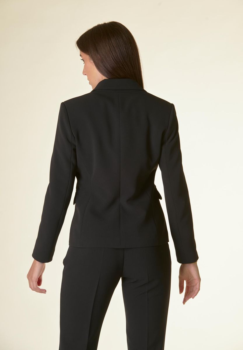 Giacca nera 1 bottone crepe sciancrata-Angelico