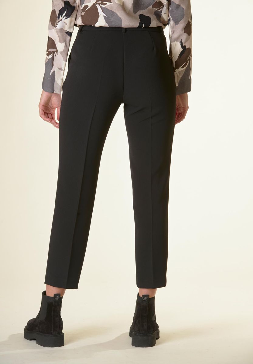 Pantalone nero crepe sigaretta-Angelico