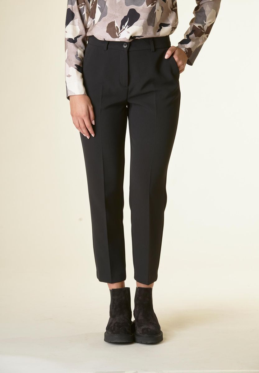 Pantalone nero crepe sigaretta-Angelico
