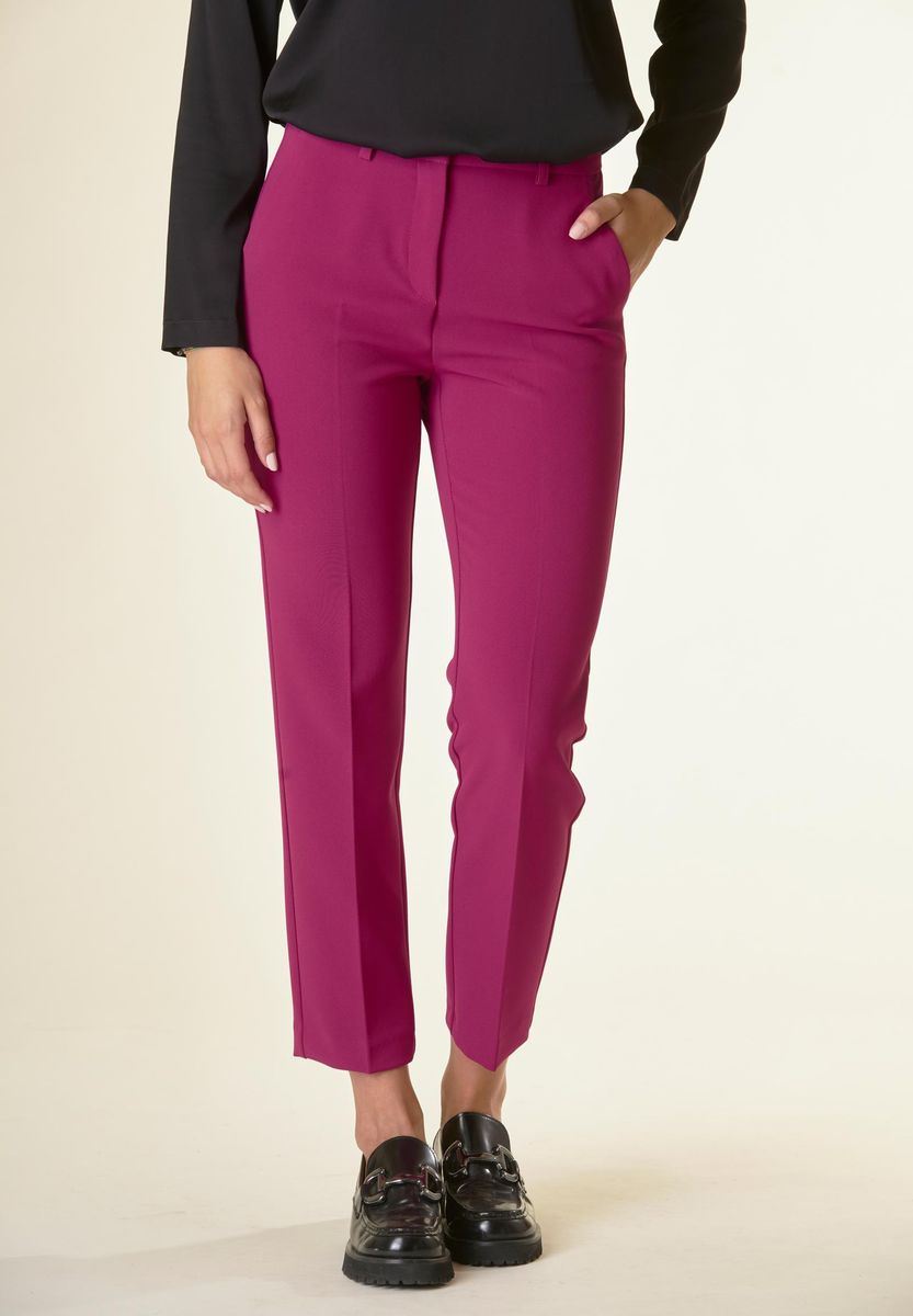 Pantalone ciclamino crepe sigaretta-Angelico