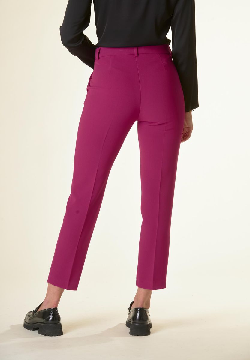 Pantalone ciclamino crepe sigaretta-Angelico