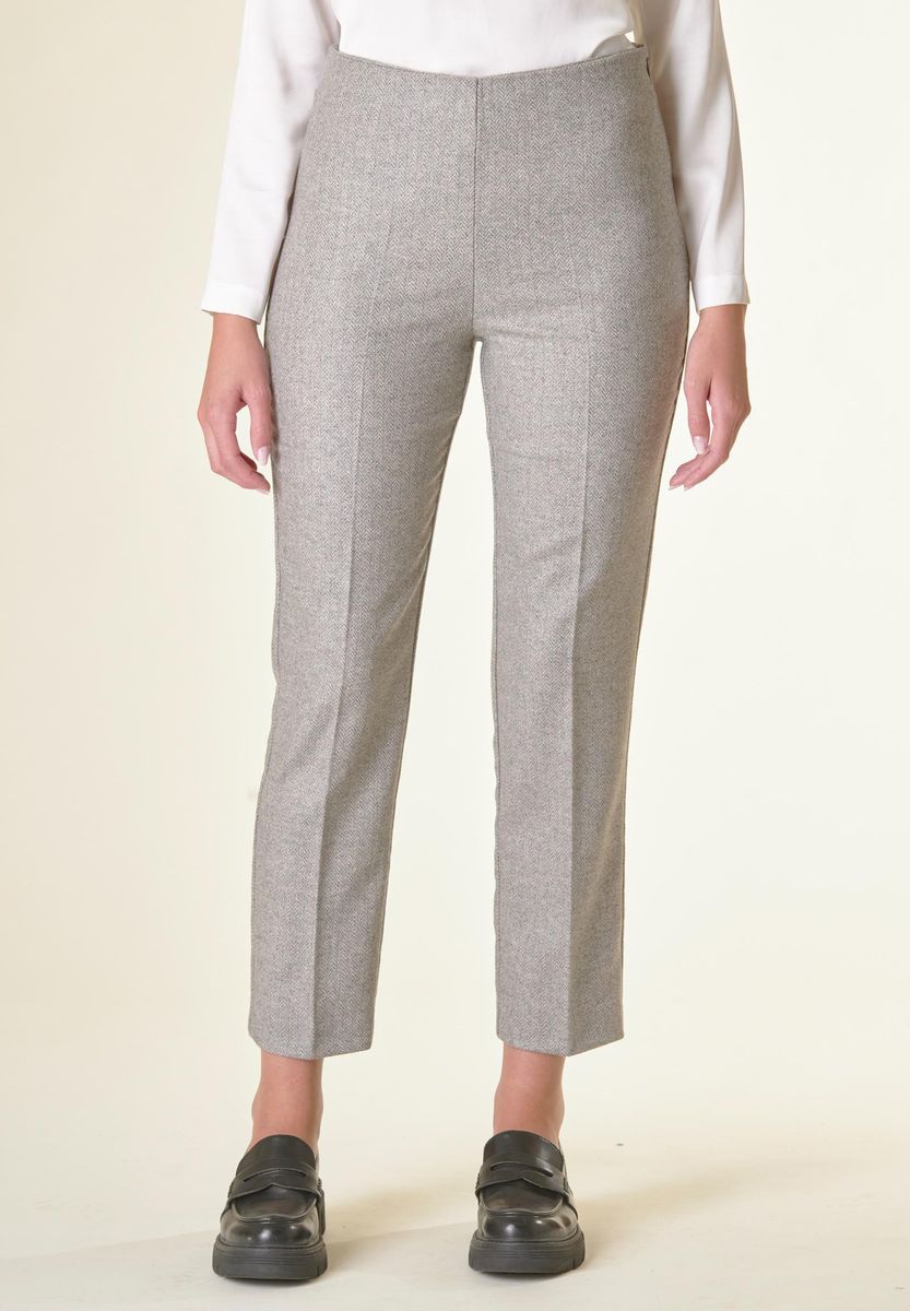 Pantalone grigio spigato sigaretta lana