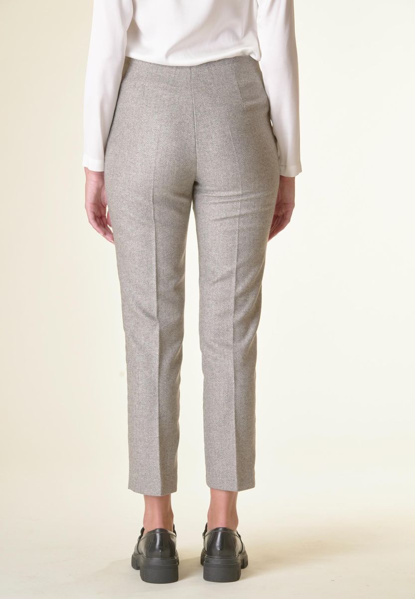 Pantalone grigio spigato sigaretta lana-Angelico