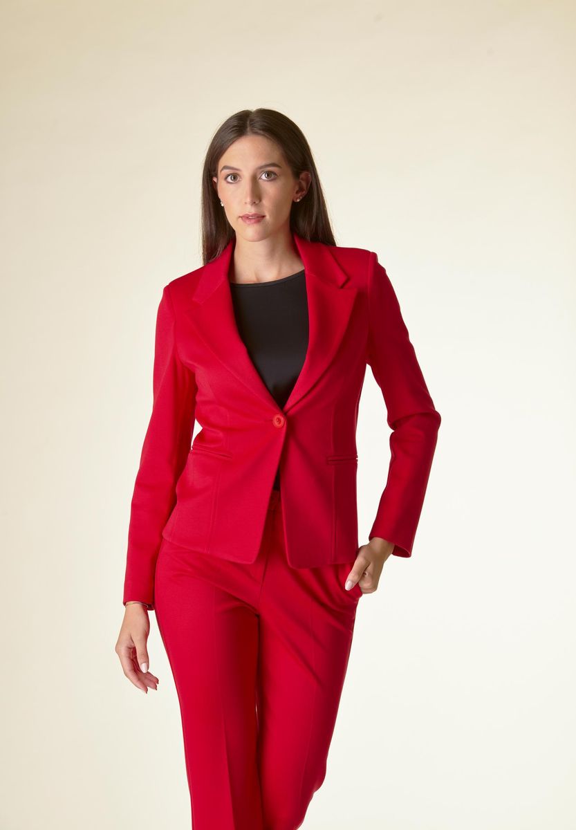 Giacca rossa 1 bottone sciancrata twill Angelico 1