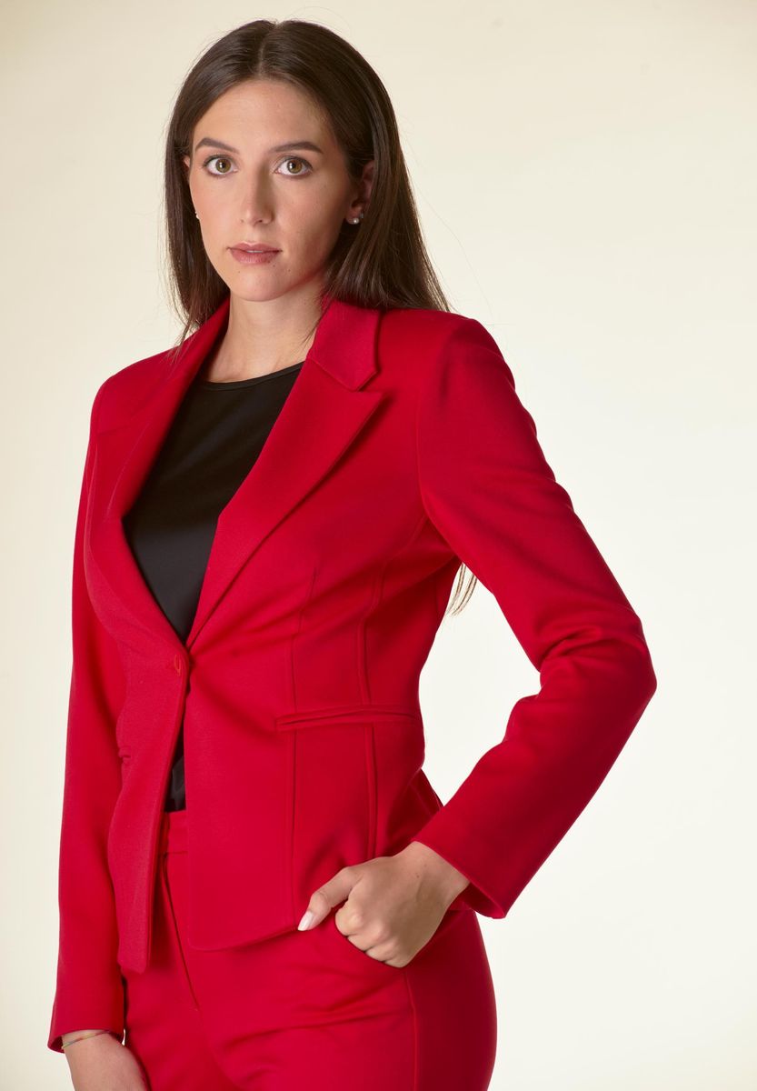 Giacca rossa 1 bottone sciancrata twill