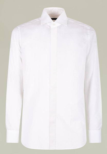 Camicia bianca polso gemelli abbottonatura inglese slim fit Angelico