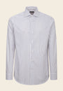 Camicia bianca blu rigata cotone slim fit-Angelico