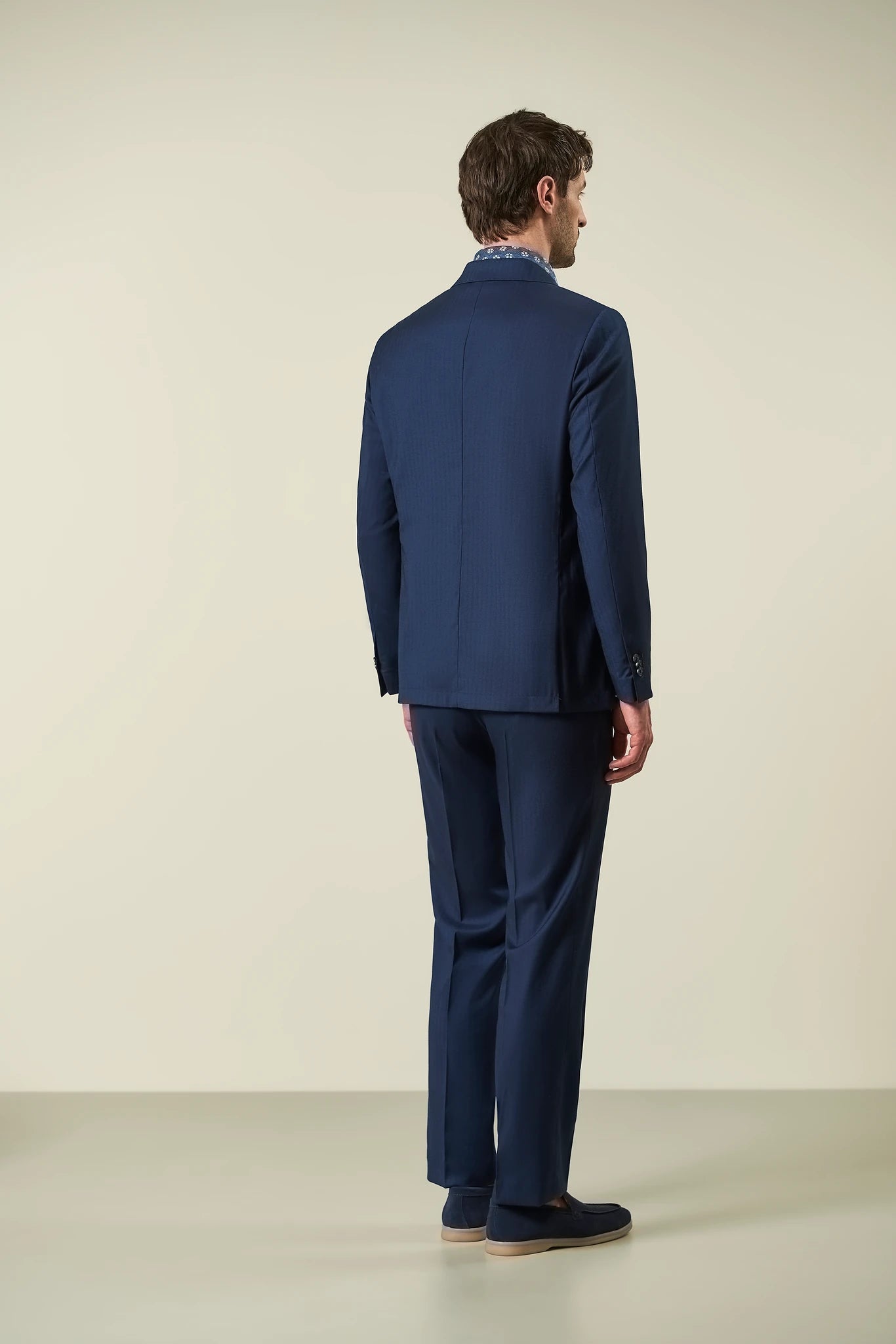 Custom fit double-breasted blue Solaro-effect suit Angelico 9