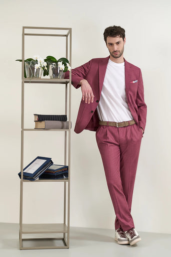 Custom fit cherry red grisaille suit