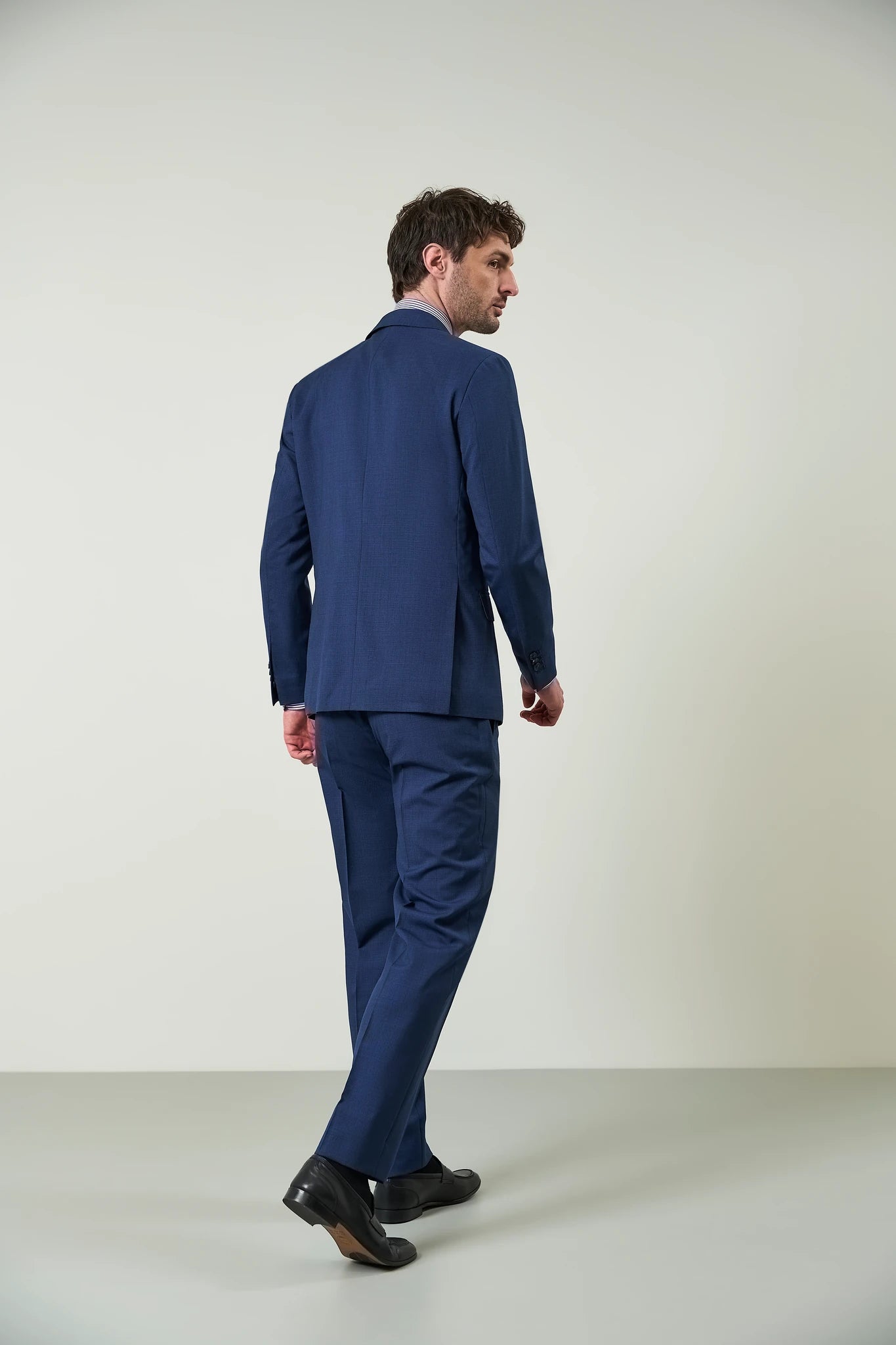 Abito blu microdisegno lana custom fit Angelico 8