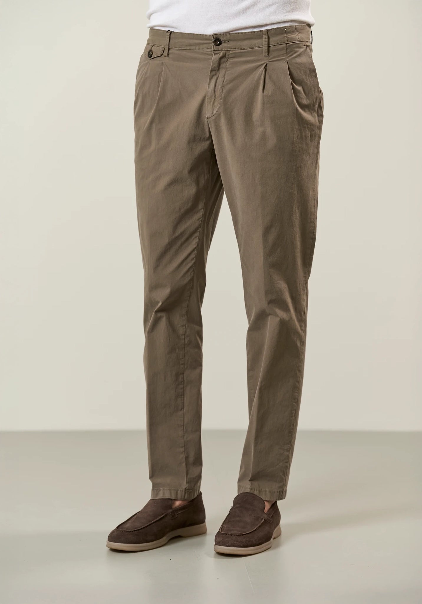 Pantalone fango doppia pinces cotone stretch regular fit Angelico 1