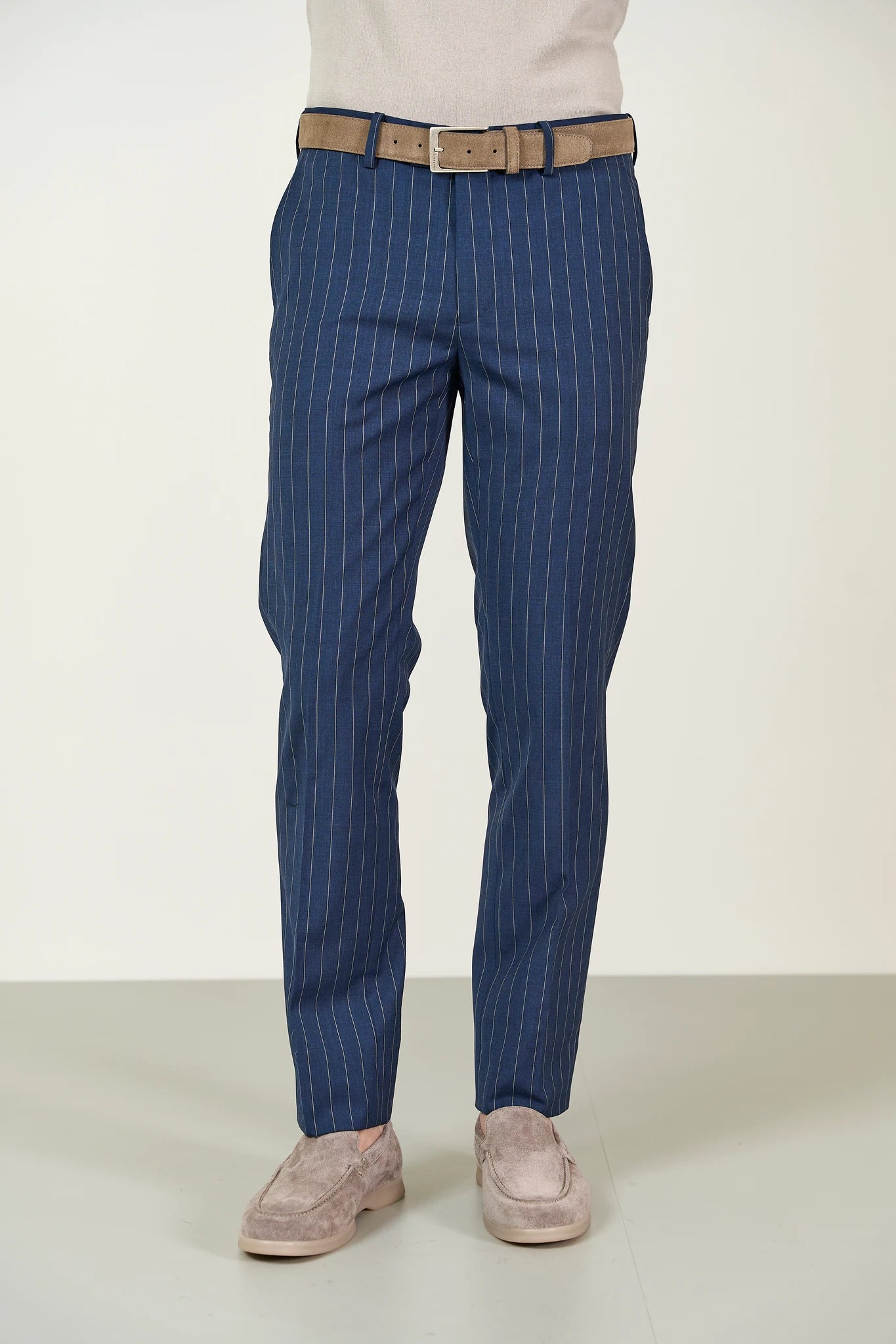 Abito blu gessato tela lana custom fit Angelico 7