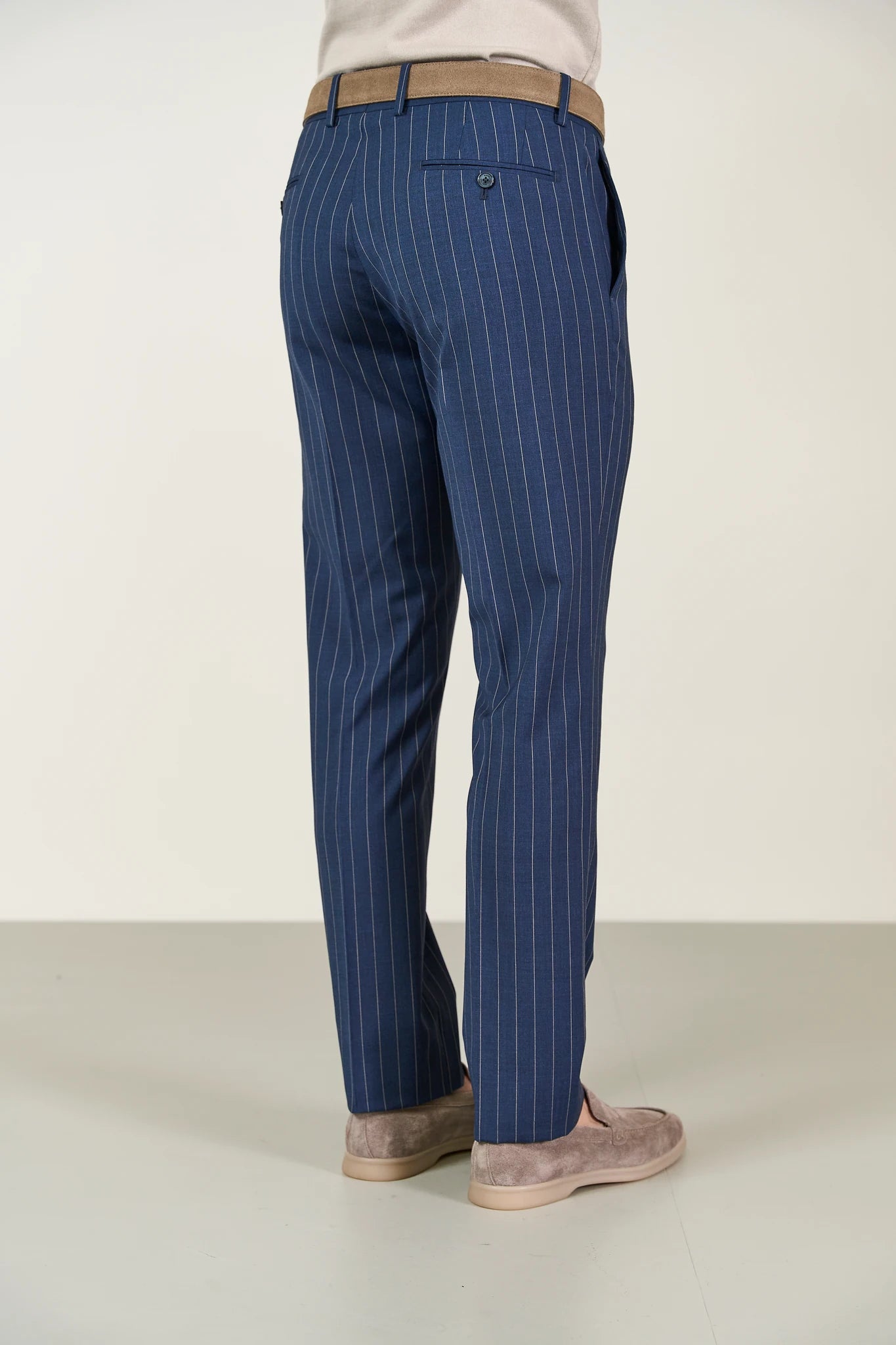 Abito blu gessato tela lana custom fit Angelico 9