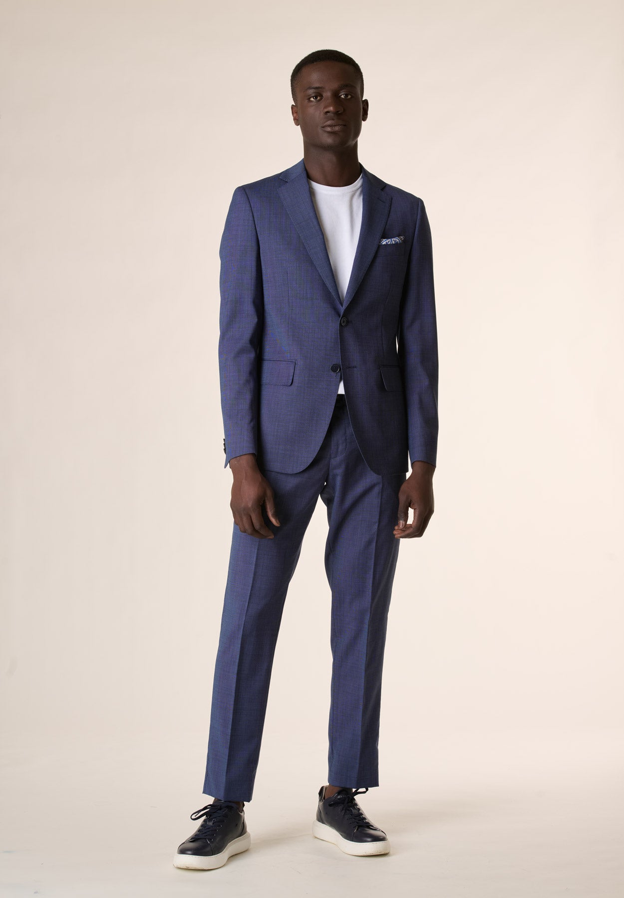 Slim-Fit-Anzug aus blauer Fil-à-Fil-Wolle