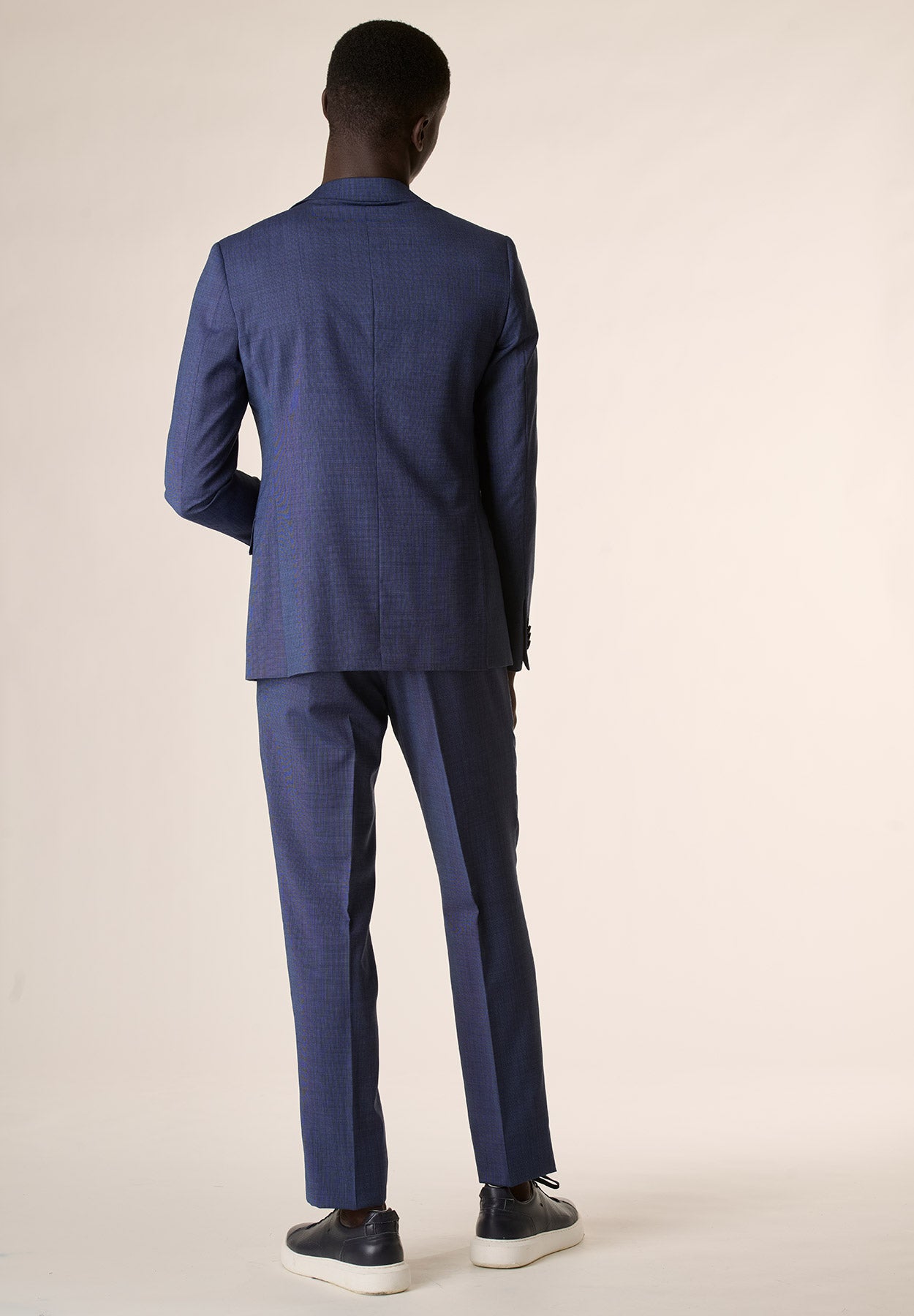 Slim-Fit-Anzug aus blauer Fil-à-Fil-Wolle