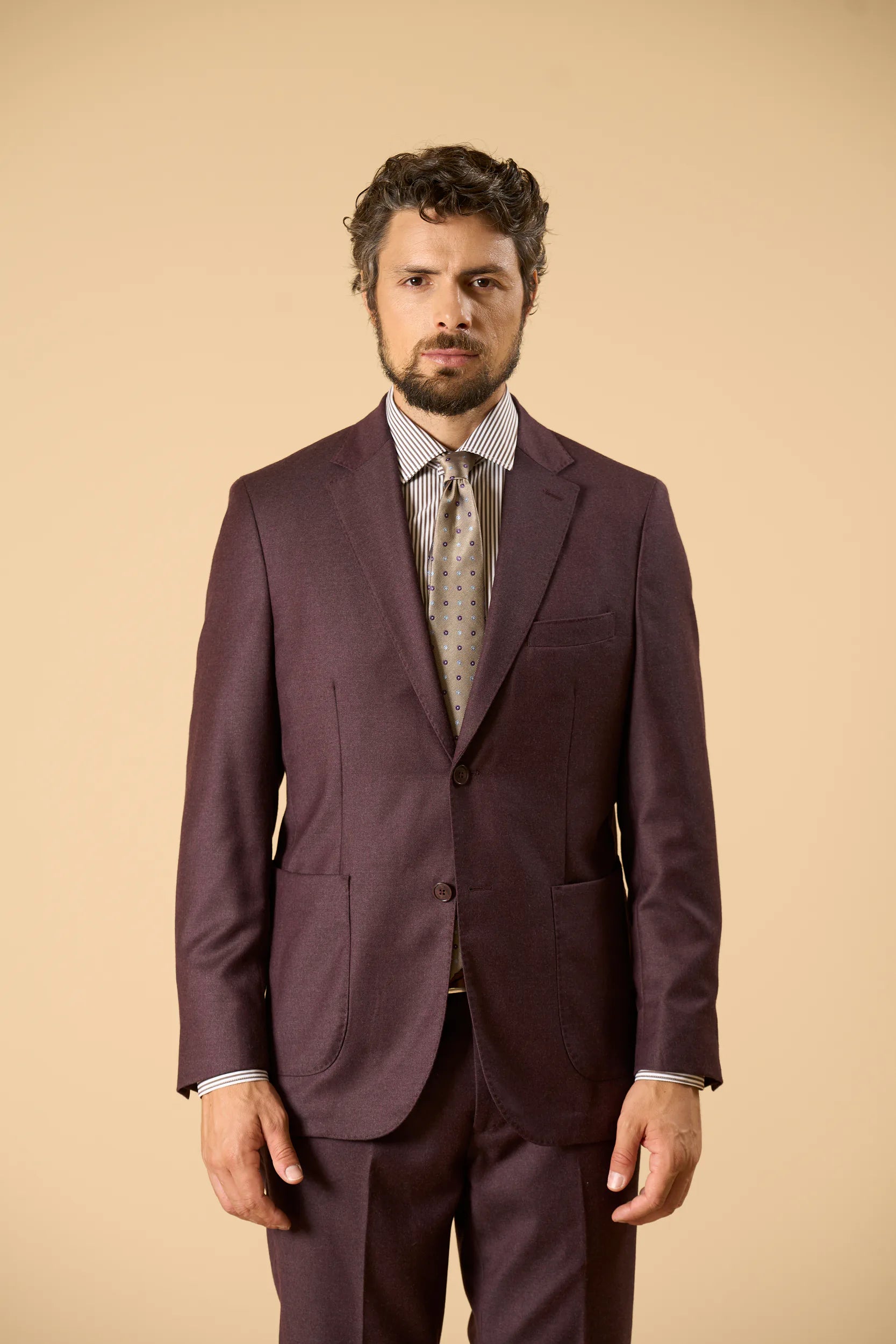 Abito burgundy flanella lana vergine Super 100's custom fit Angelico 6