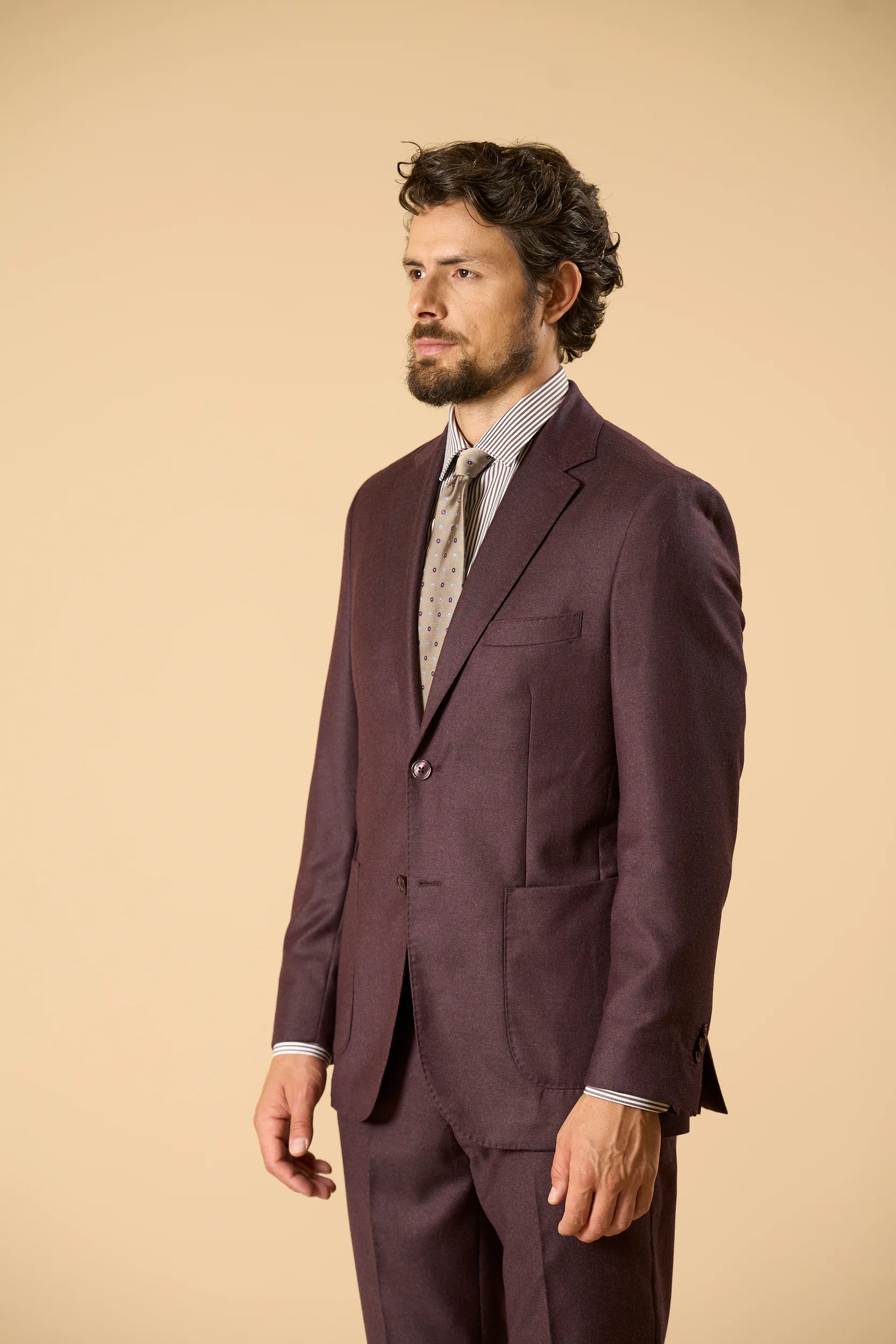 Abito burgundy flanella lana vergine Super 100's custom fit Angelico 7