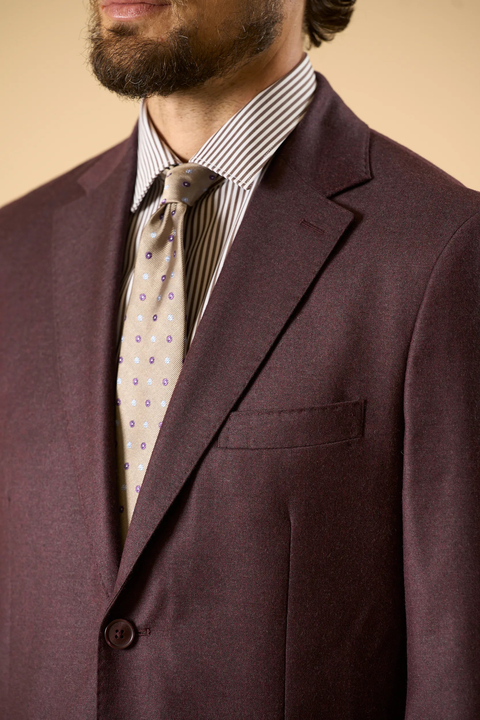 Abito burgundy flanella lana vergine Super 100's custom fit Angelico 3