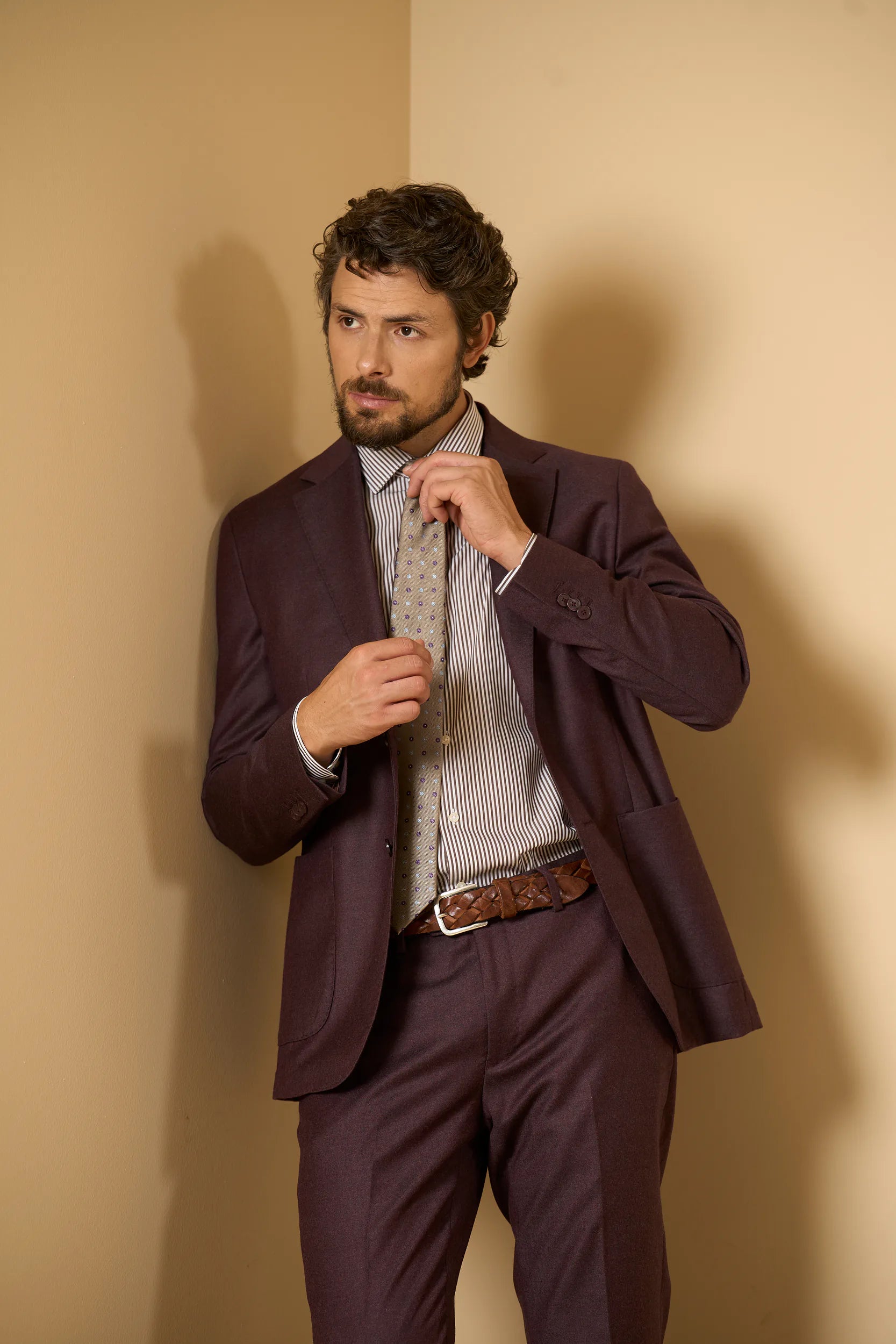 Abito burgundy flanella lana vergine Super 100's custom fit Angelico 2
