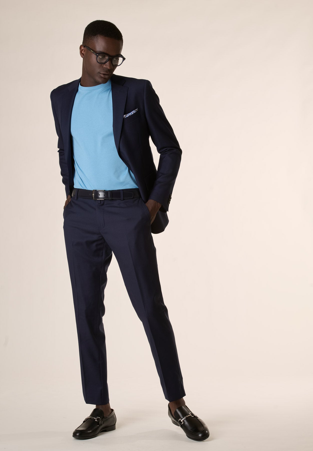 Abito blu scuro sallia lana slim fit-Angelico