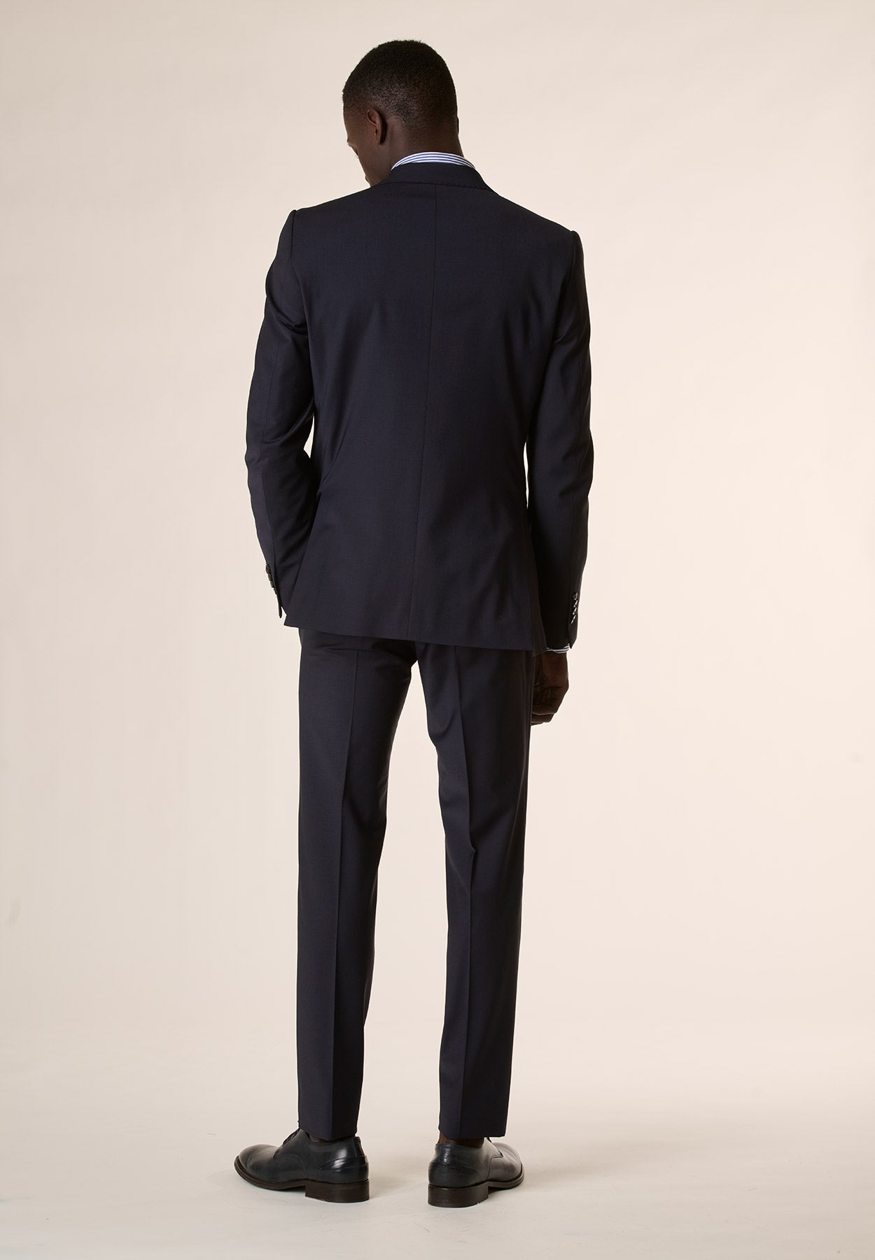 Blue wool stretch slim fit long suit