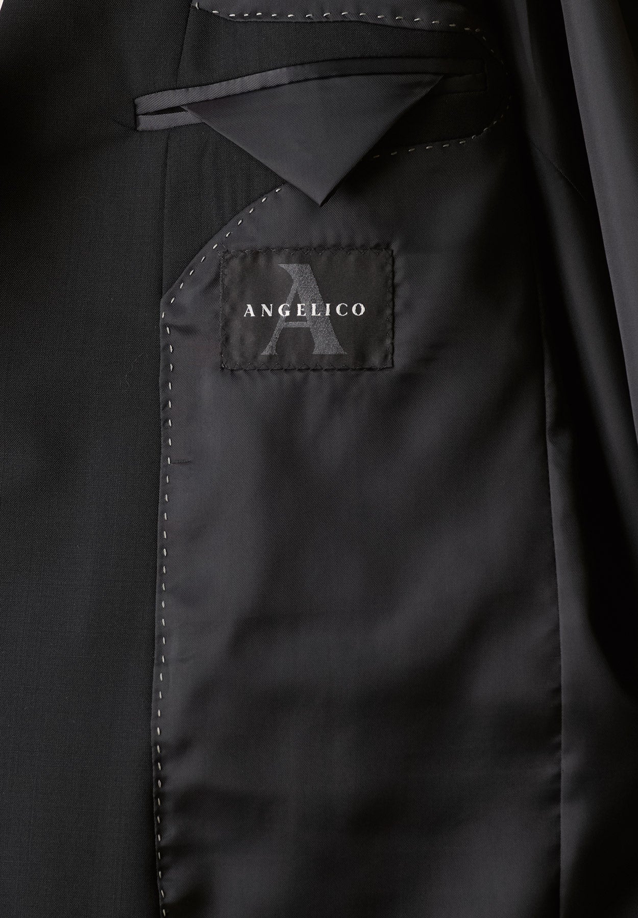 Abito nero lana stretch slim fit lungo-Angelico