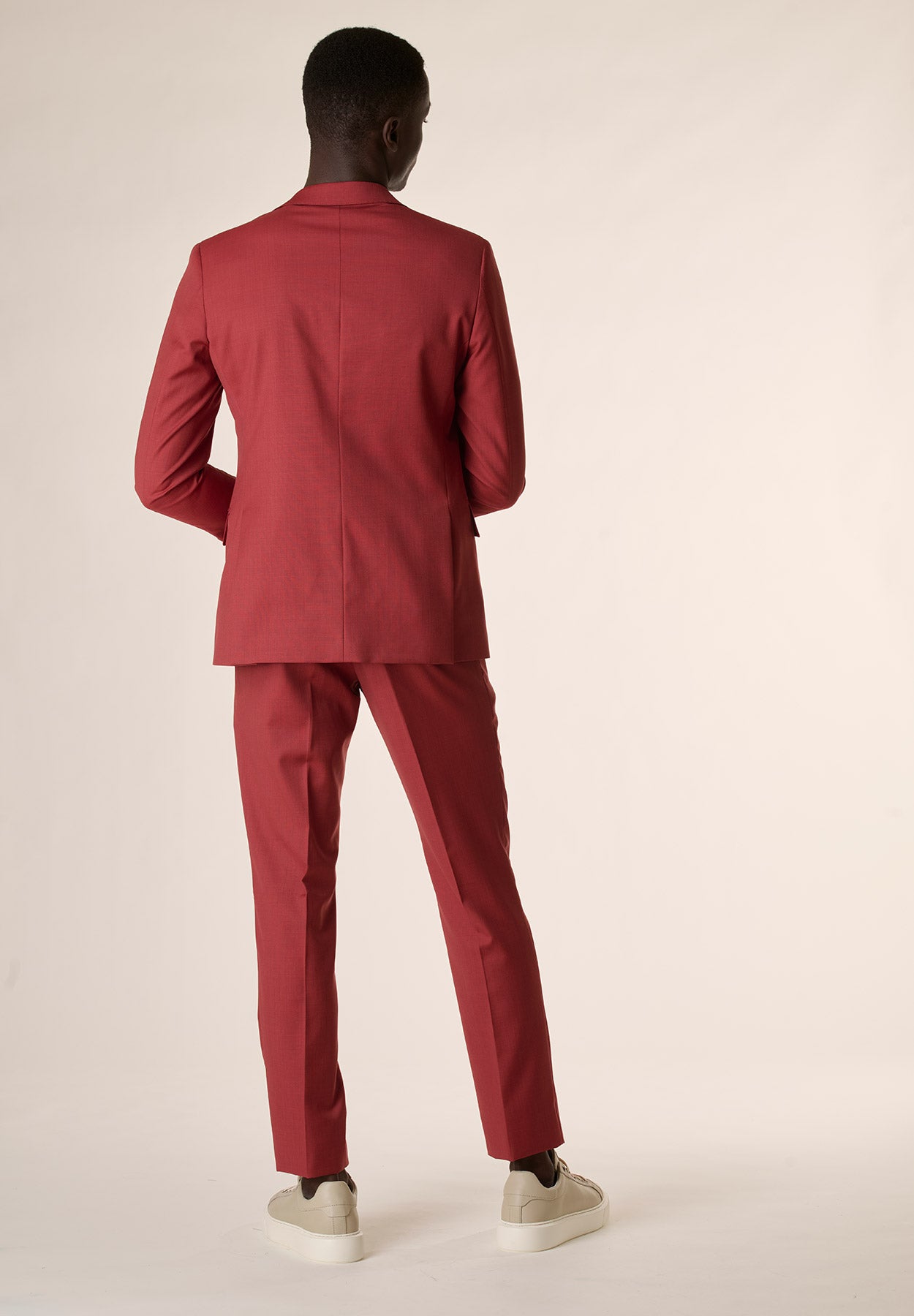 Amaranthroter Slim-Fit-Anzug aus Wollcanvas