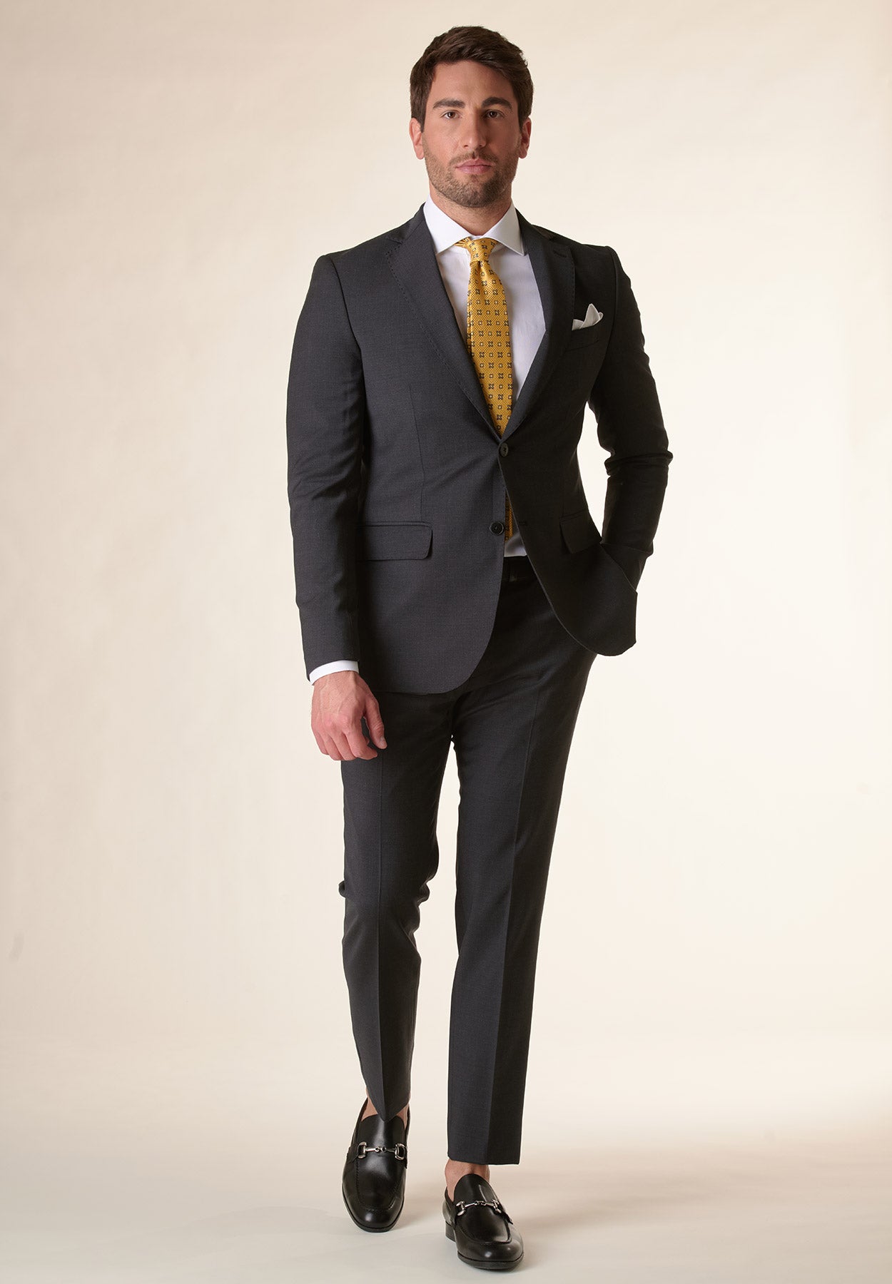 Anthracite cloth wool stretch custom fit suit