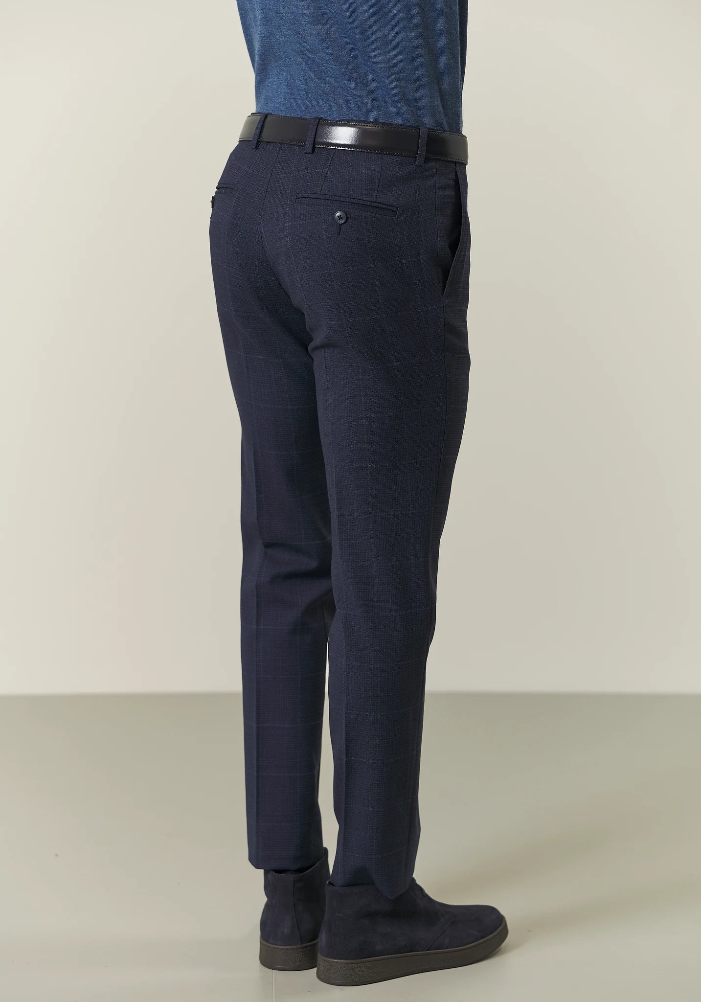 Abito blu lana check avio custom fit