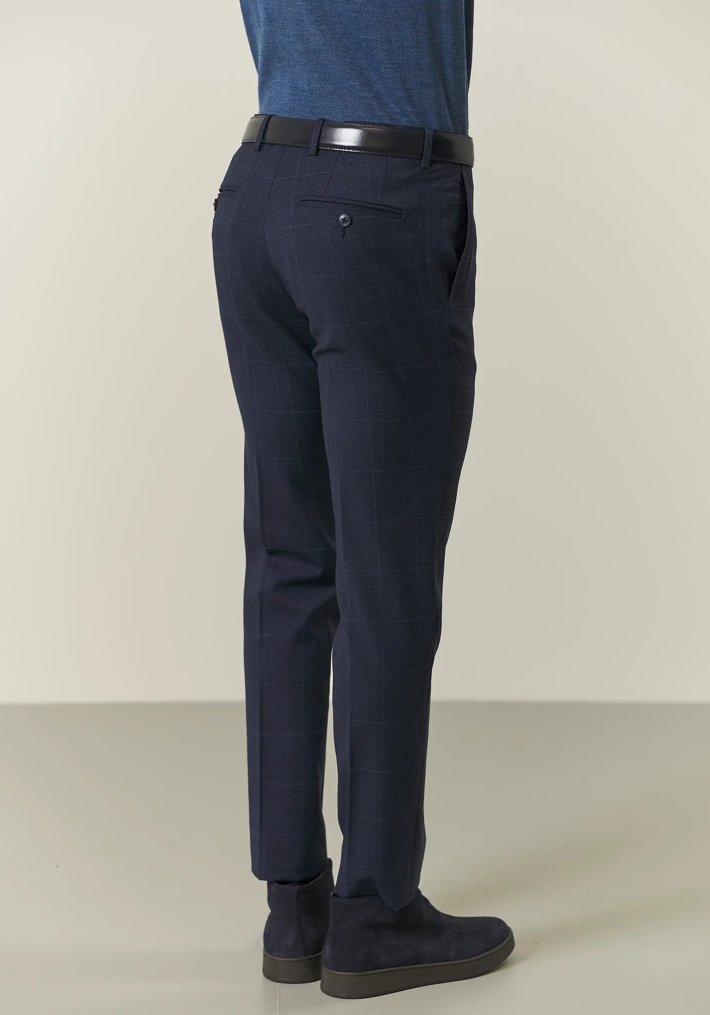 Abito blu lana check avio custom fit Angelico 7