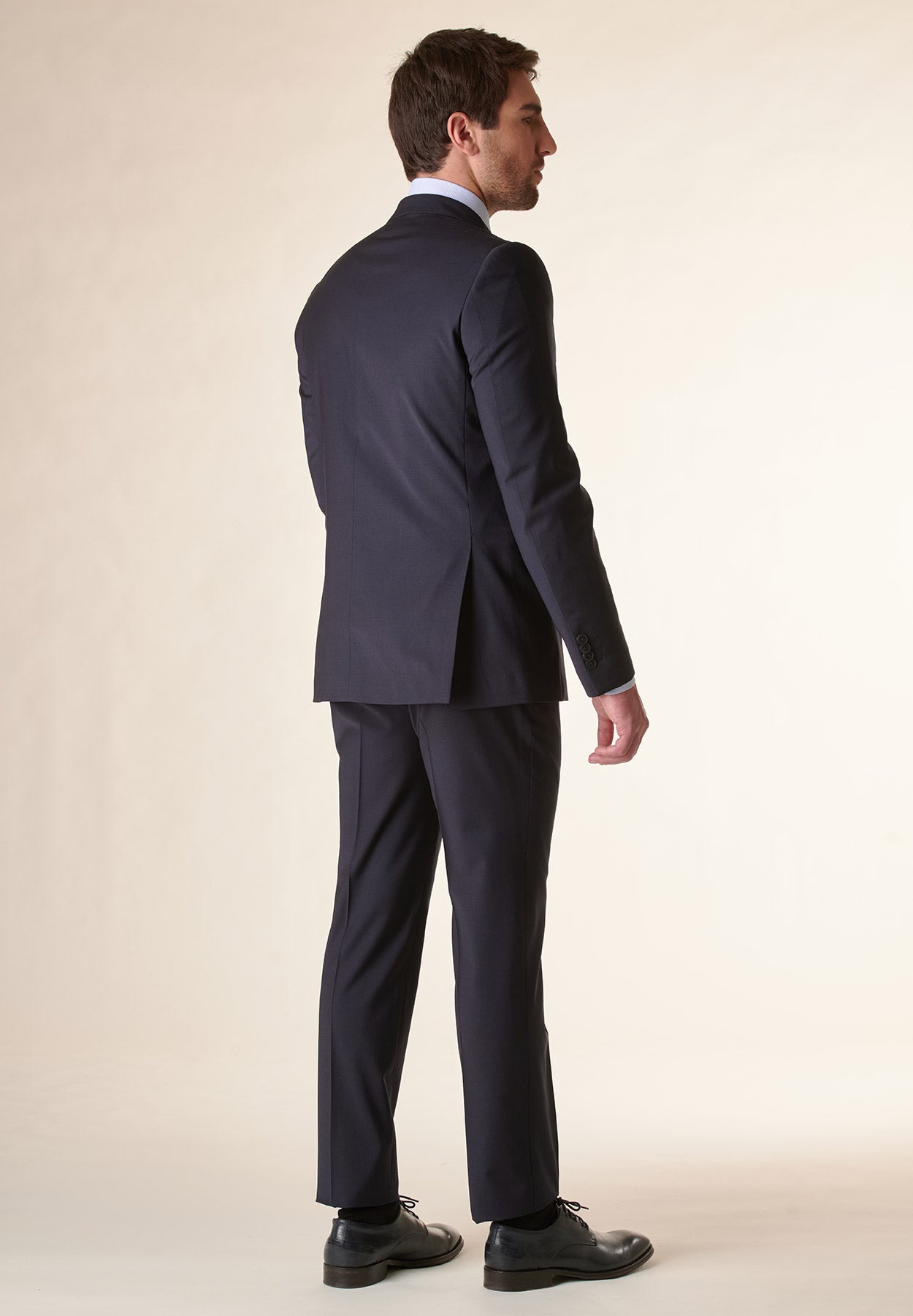Dark blue cloth wool stretch custom fit suit