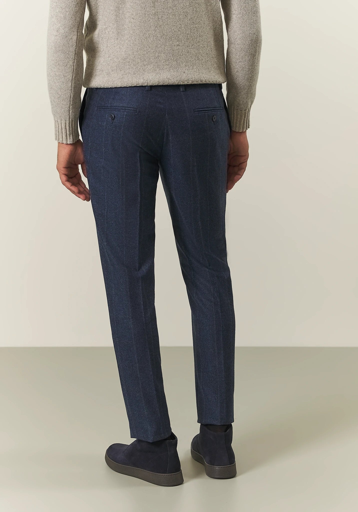 Abito blu scuro check flanella lana vergine custom fit Angelico 7