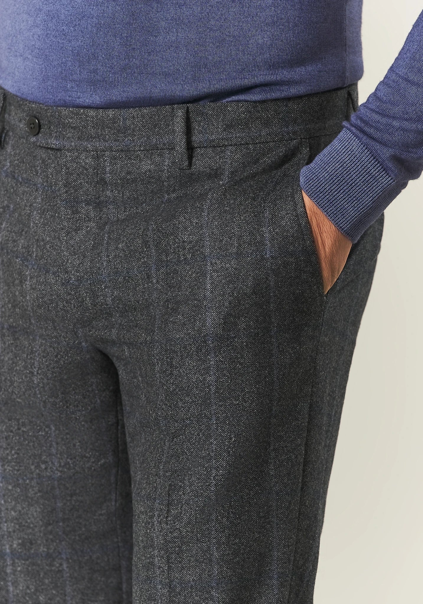 Abito grigio scuro resca lana vergine check custom fit lungo Angelico 7