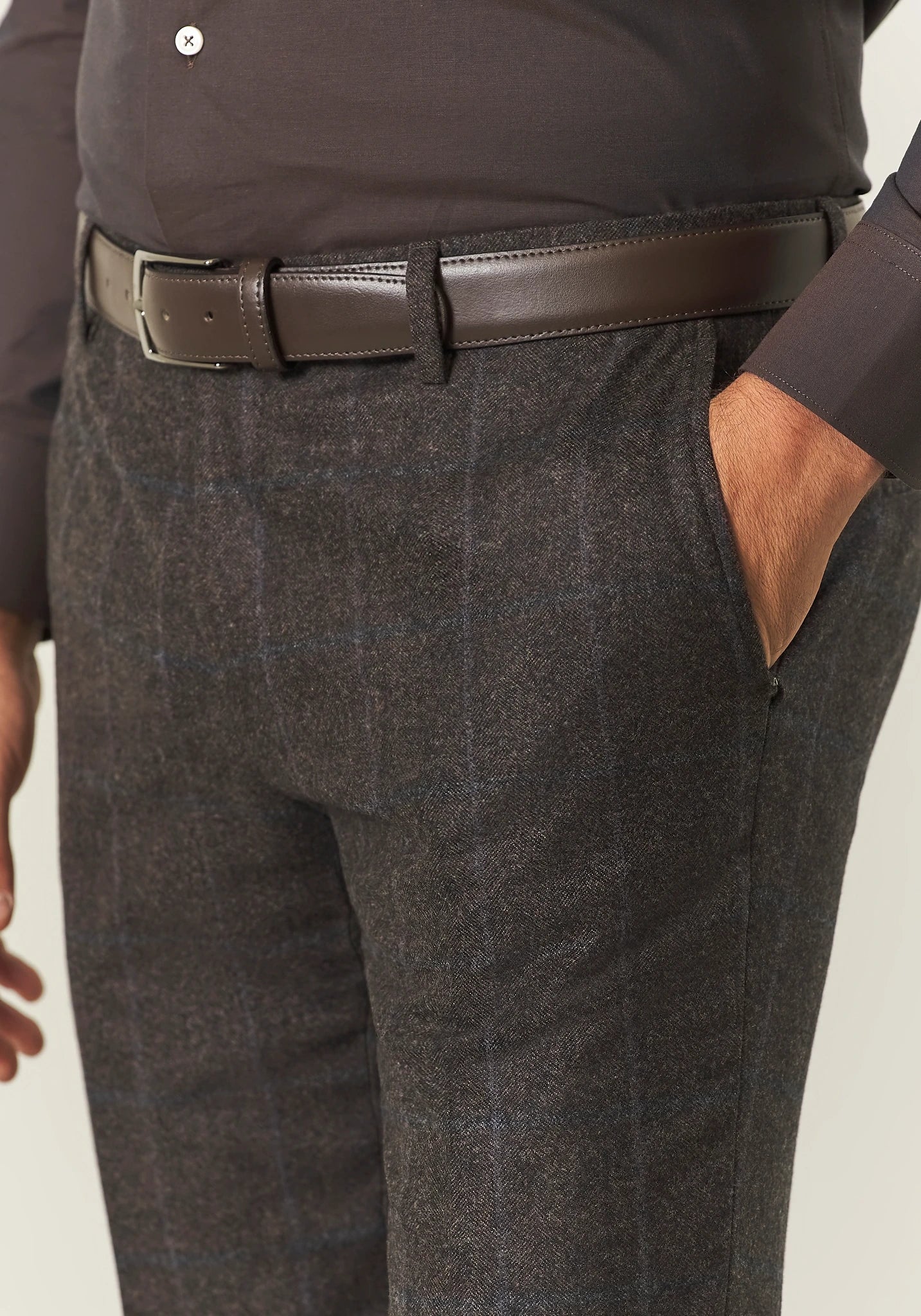 Abito marrone check flanella lana vergine custom fit Angelico 7