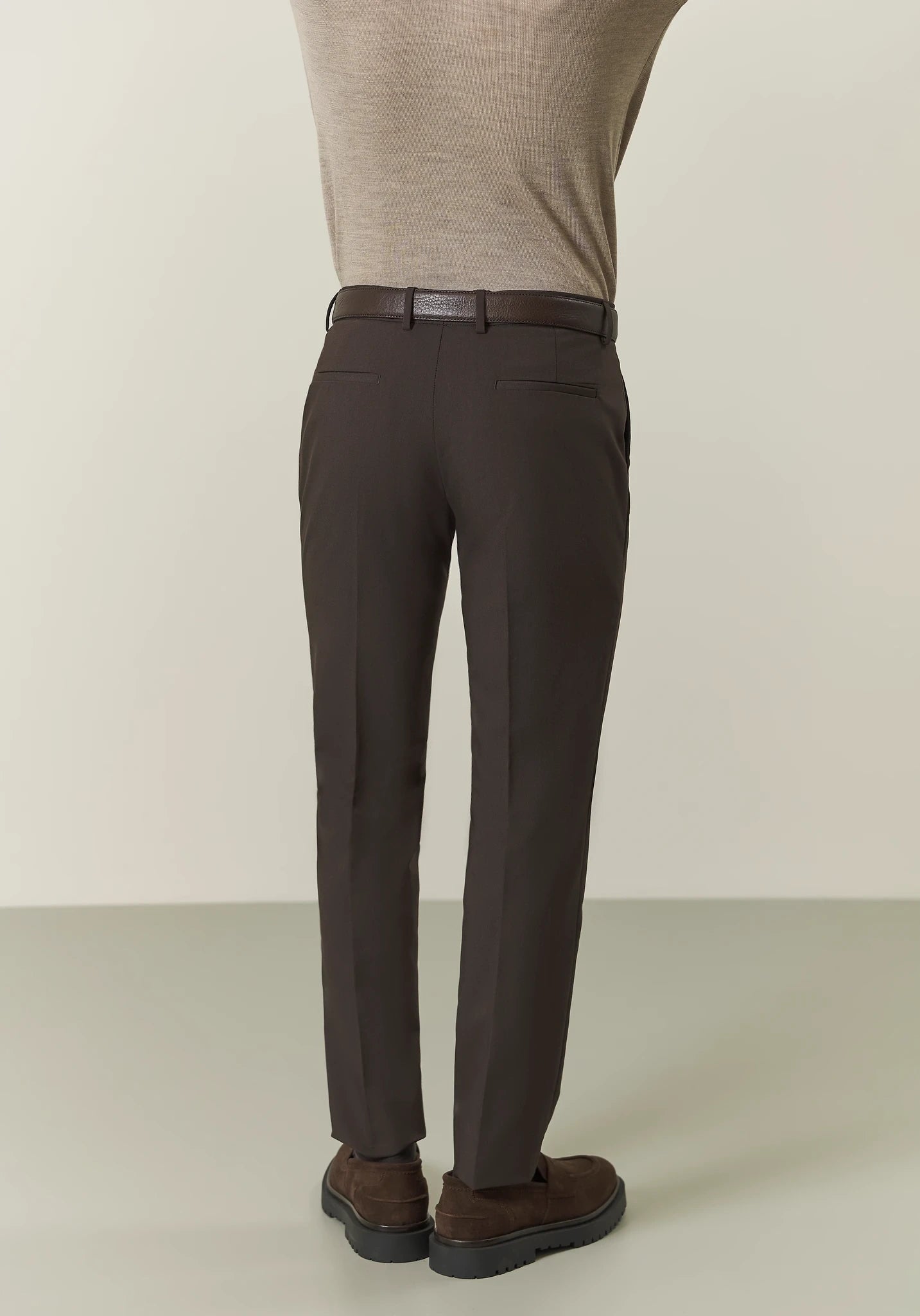 Abito marrone doppiopetto revers a lancia tessuto stretch slim fit Angelico 7