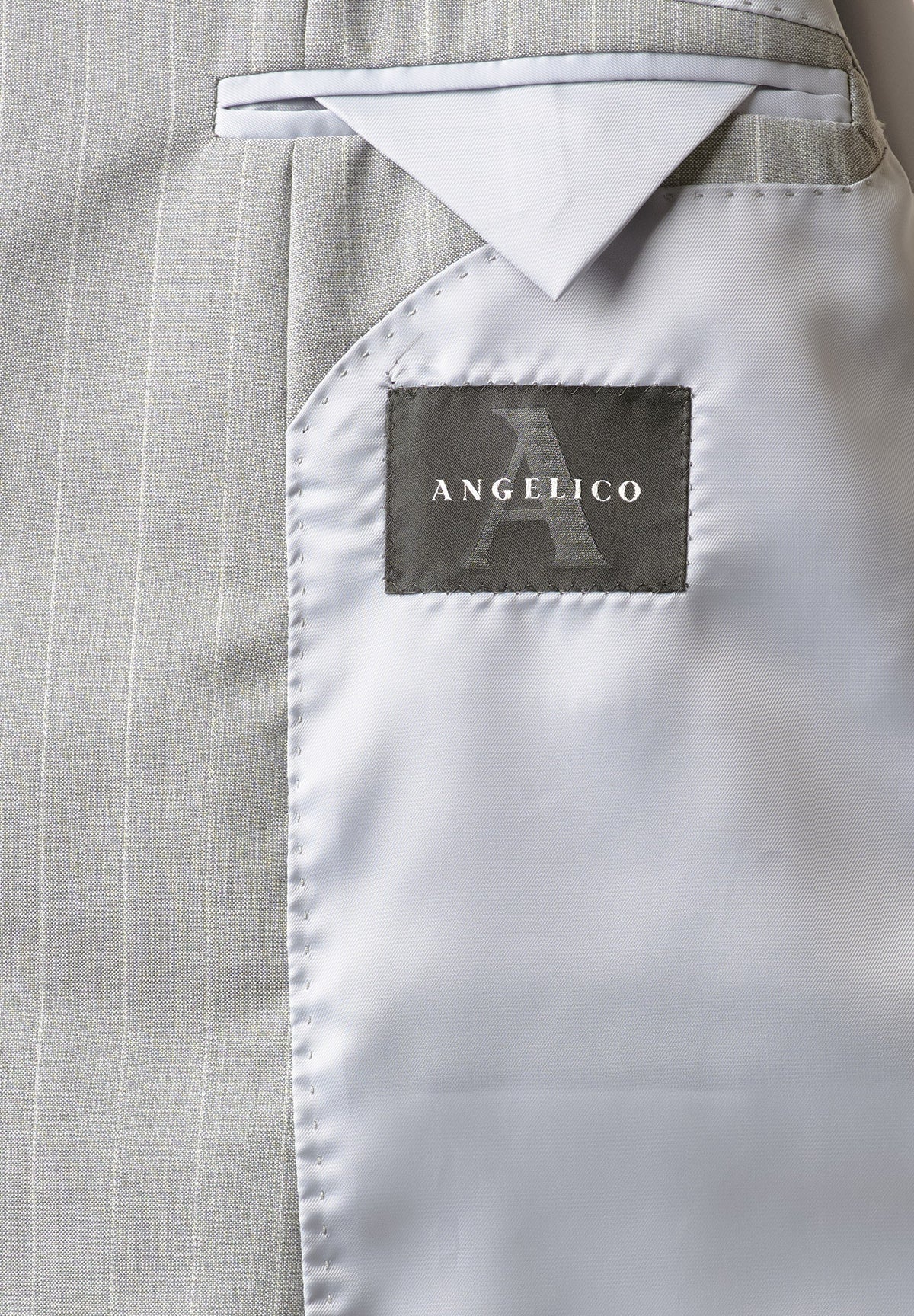 Abito grigio chiaro gessato slim fit lungo-Angelico