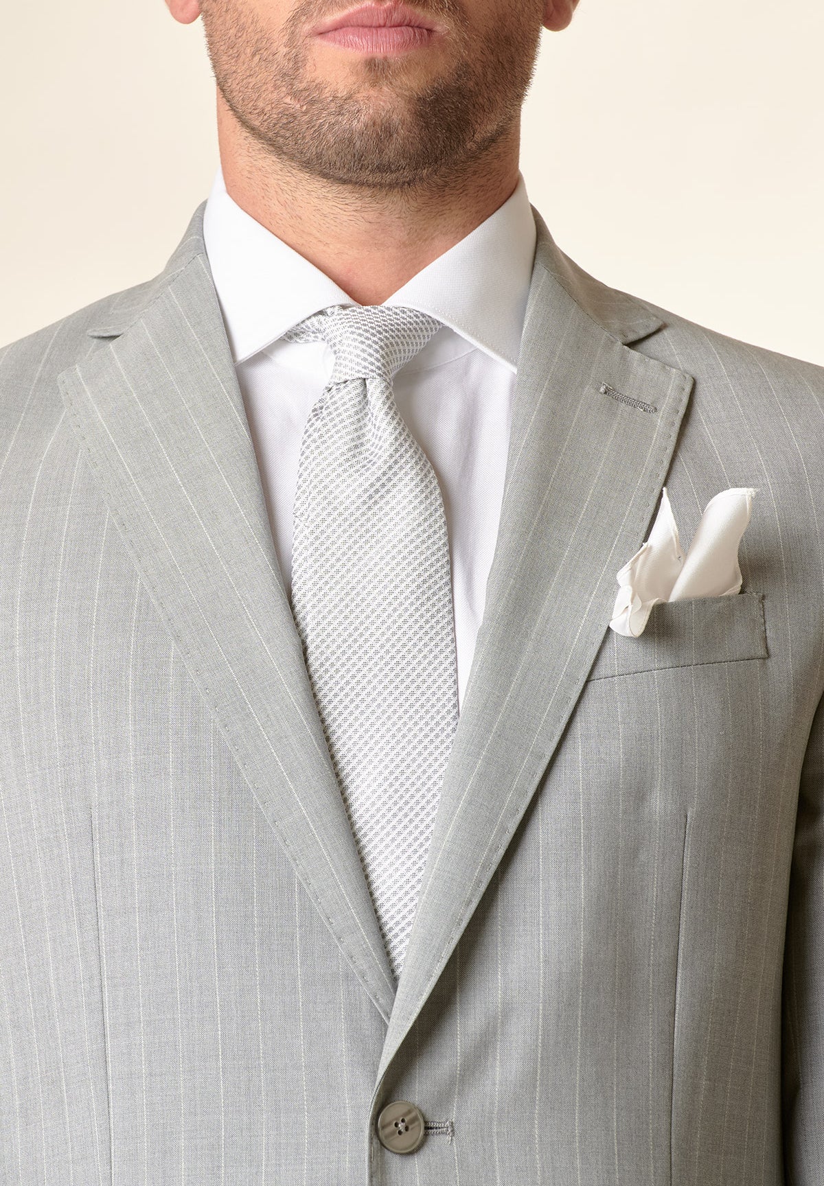 Abito grigio chiaro gessato slim fit lungo-Angelico