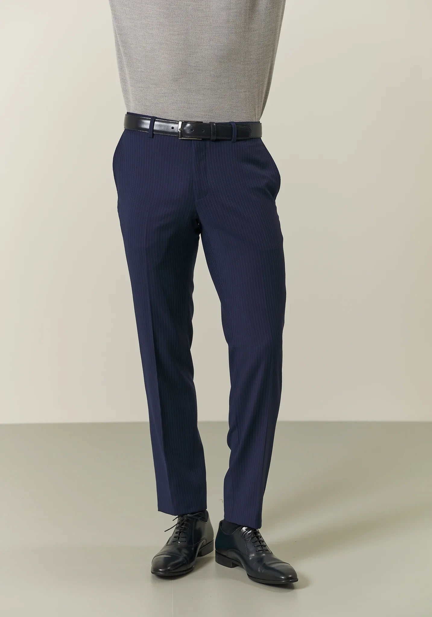 Abito blu gessato lana stretch custom fit-Angelico