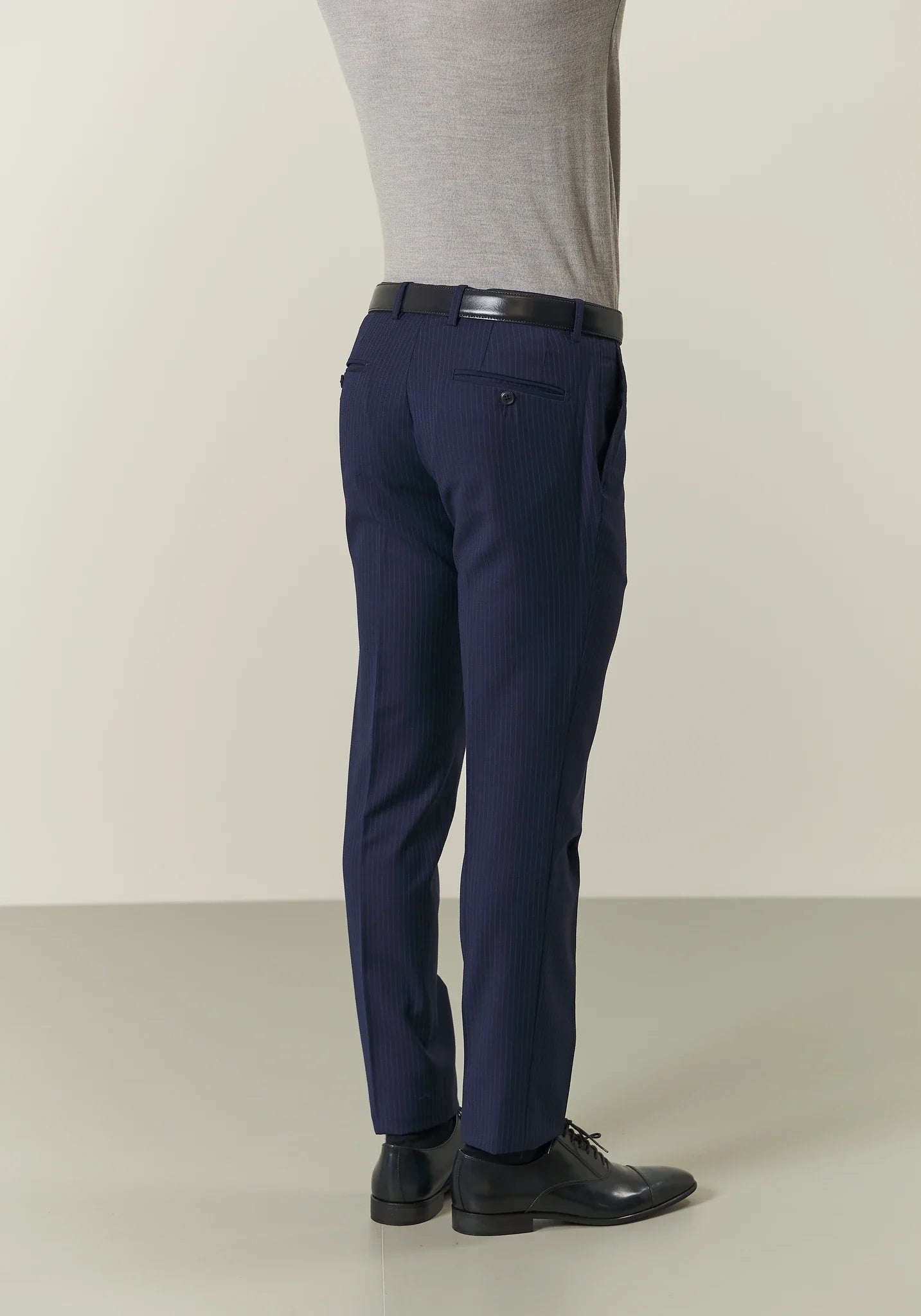 Abito blu gessato lana stretch custom fit Angelico 8